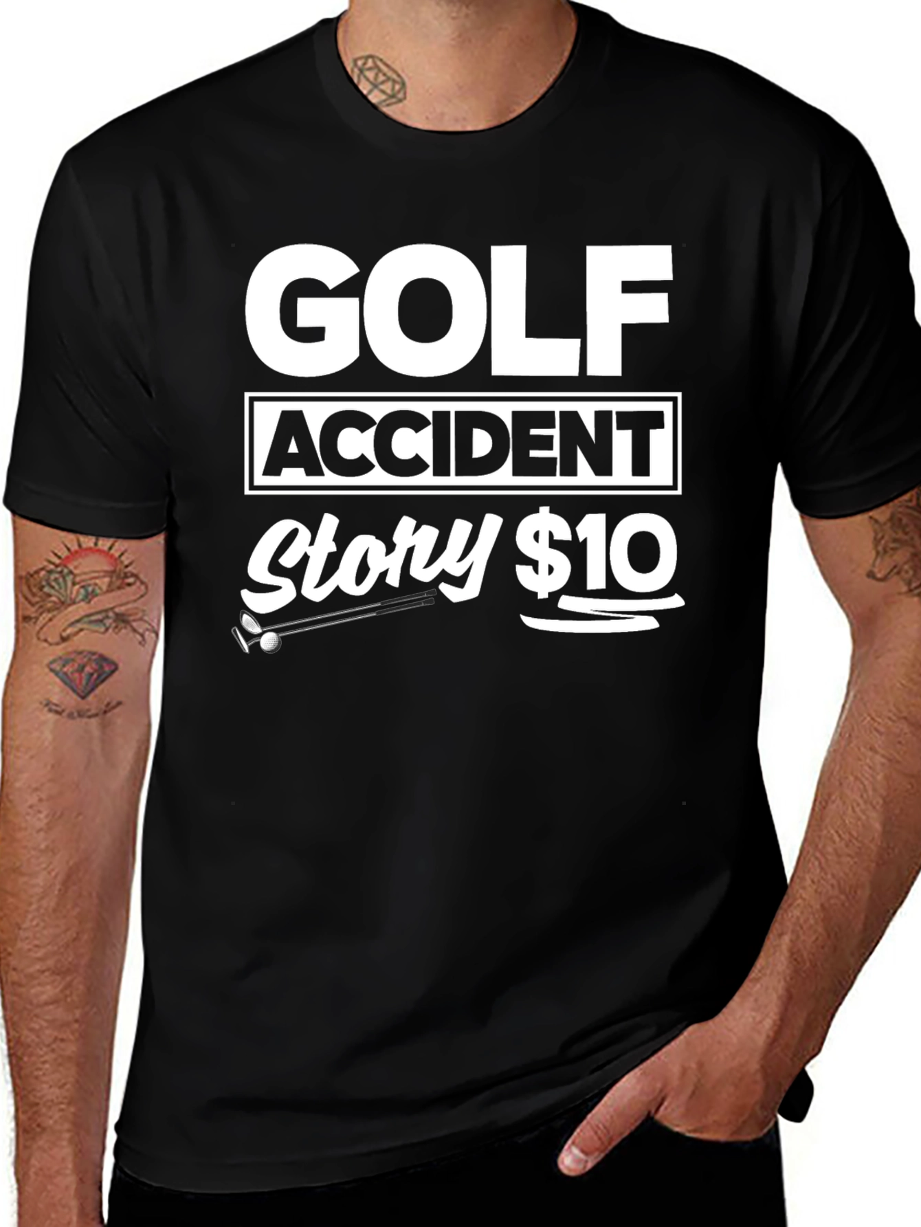 Golf Accident Story $10 Black T-Shirt