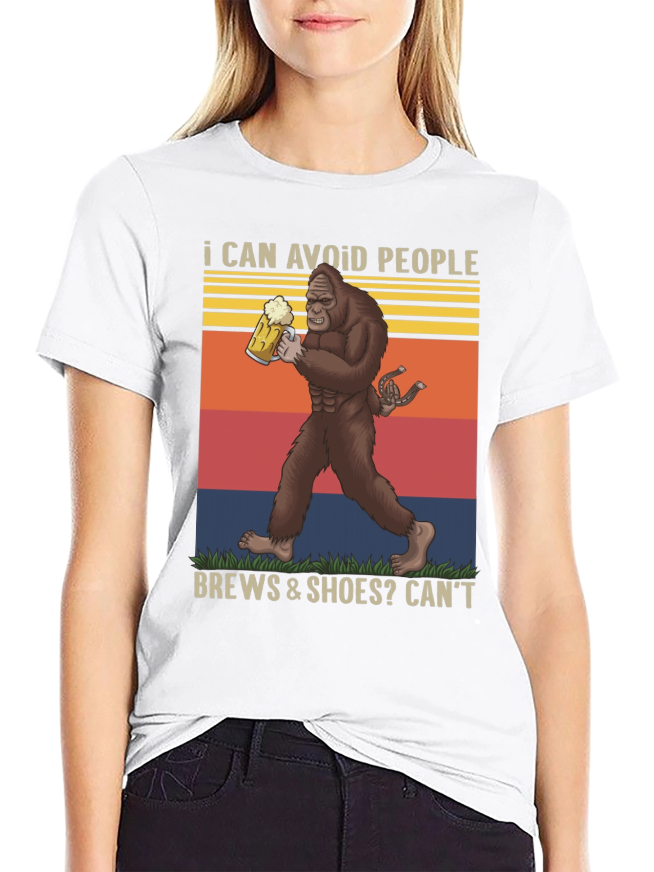 I Can Avoid People Bigfoot Beer Graphic Tee