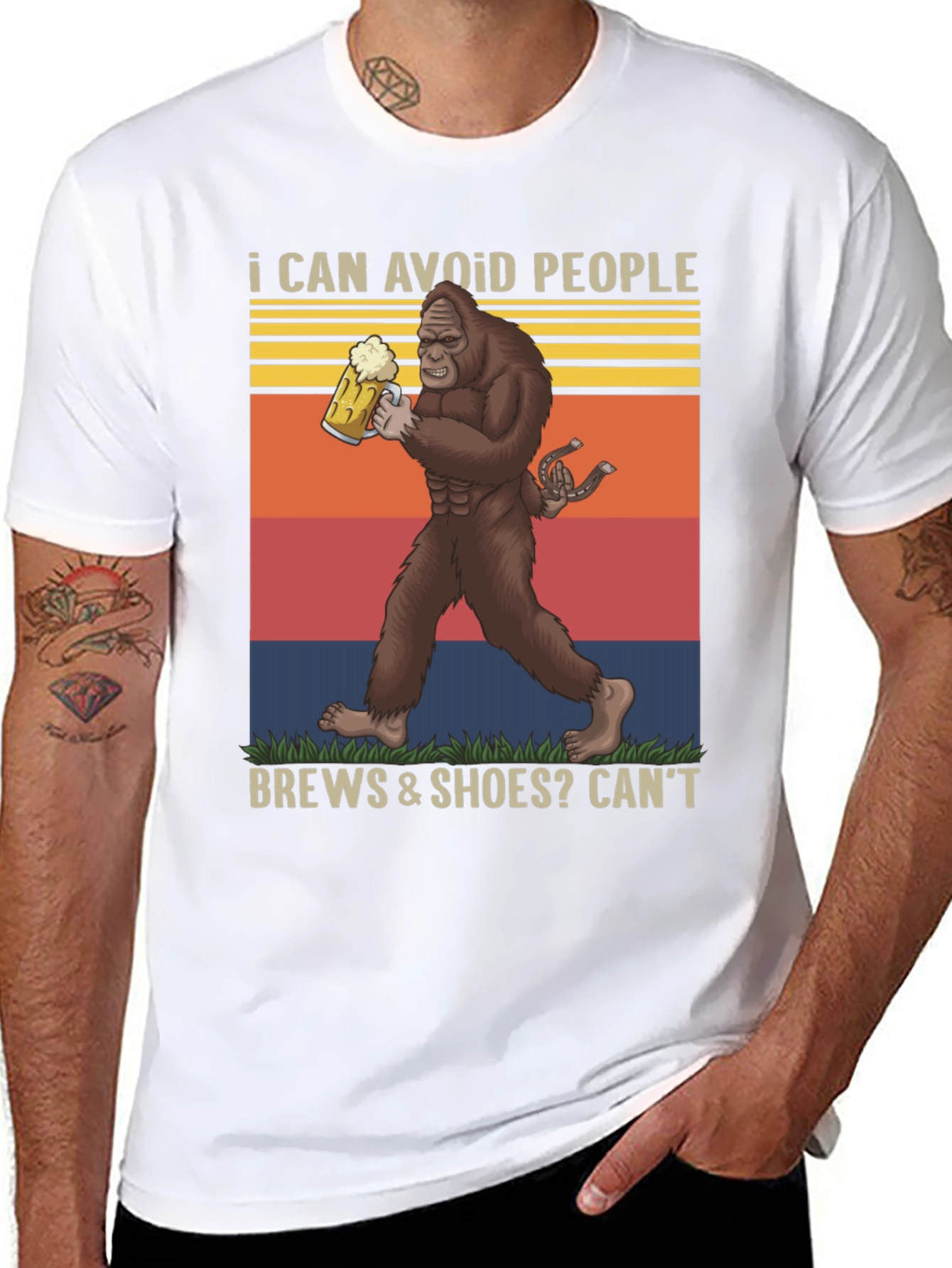 I Can Avoid People Bigfoot Beer Graphic Tee