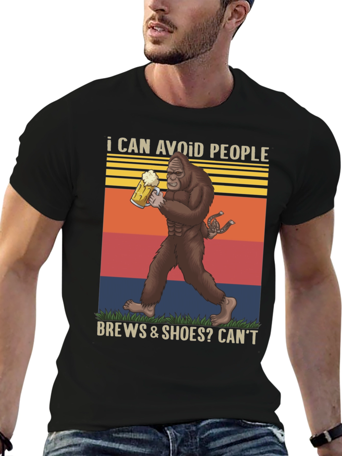 I Can Avoid People Bigfoot Beer Graphic Tee