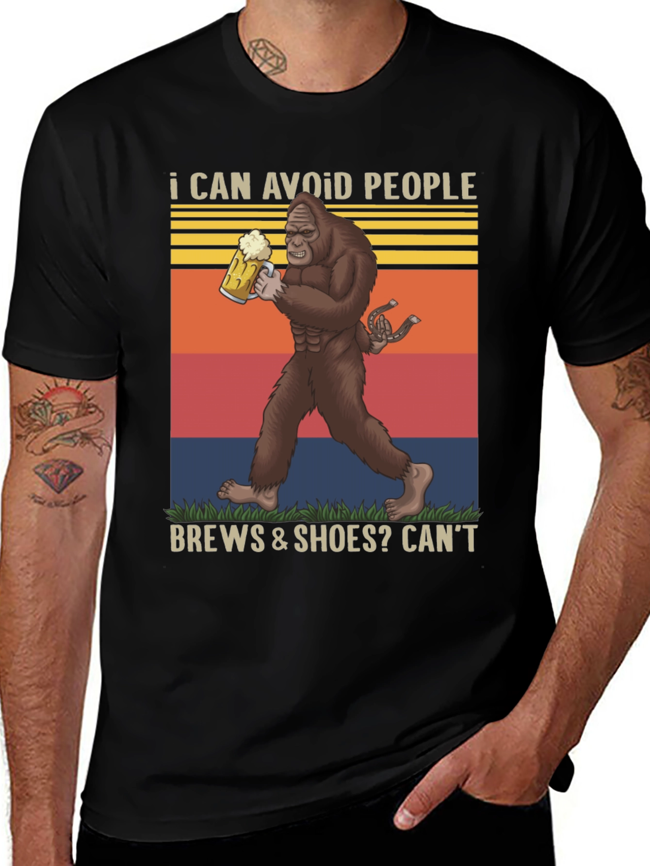 I Can Avoid People Bigfoot Beer Graphic Tee