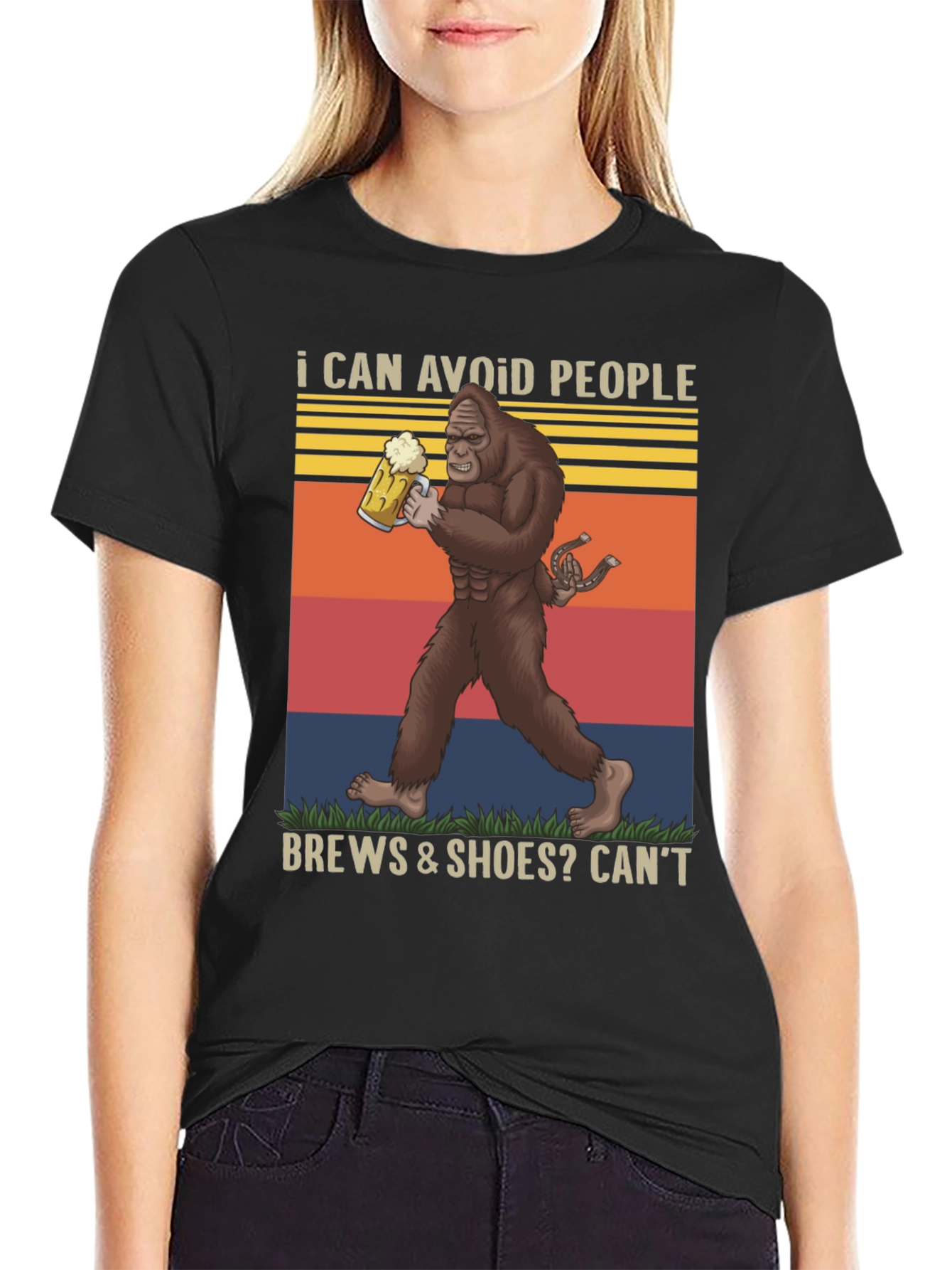 I Can Avoid People Bigfoot Beer Graphic Tee