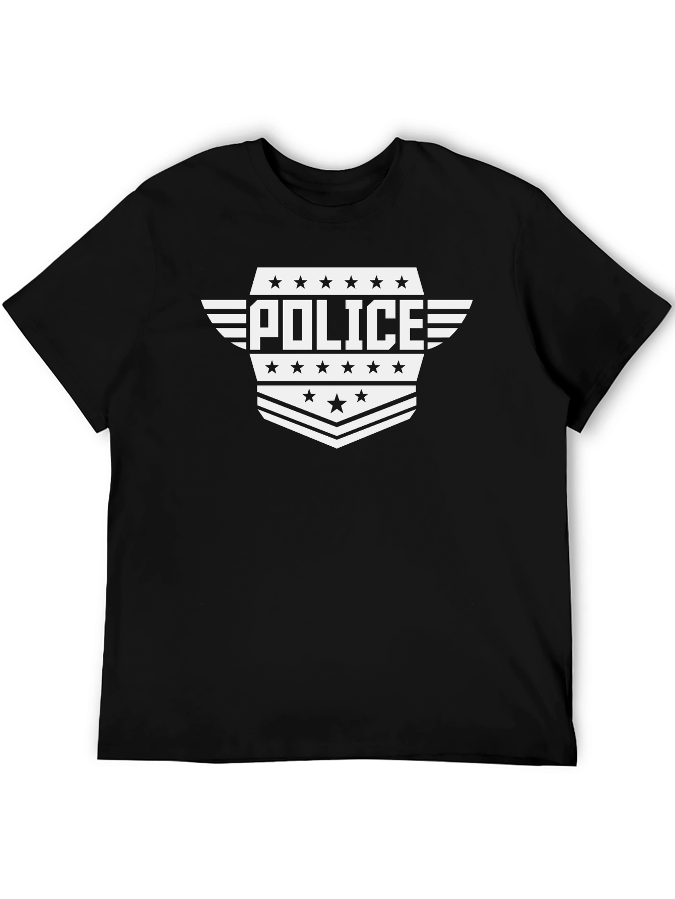 Police Emblem Graphic T-Shirt - Black Cotton Tee