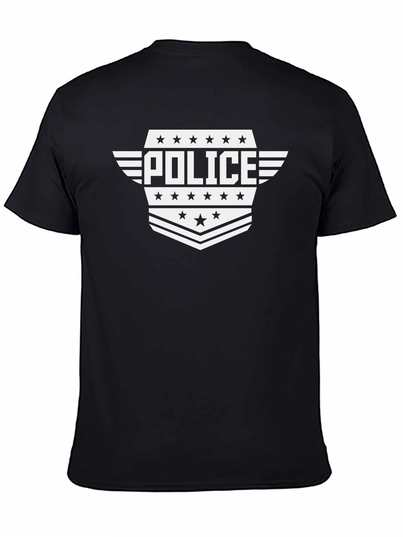Police Emblem Graphic T-Shirt - Black Cotton Tee