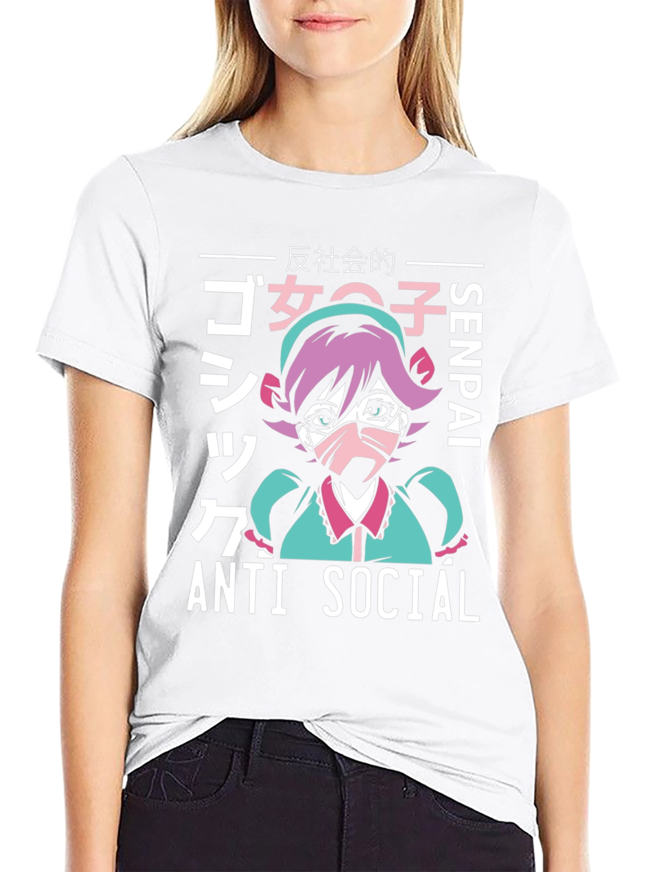 Anti Social Anime Girl Graphic T-Shirt