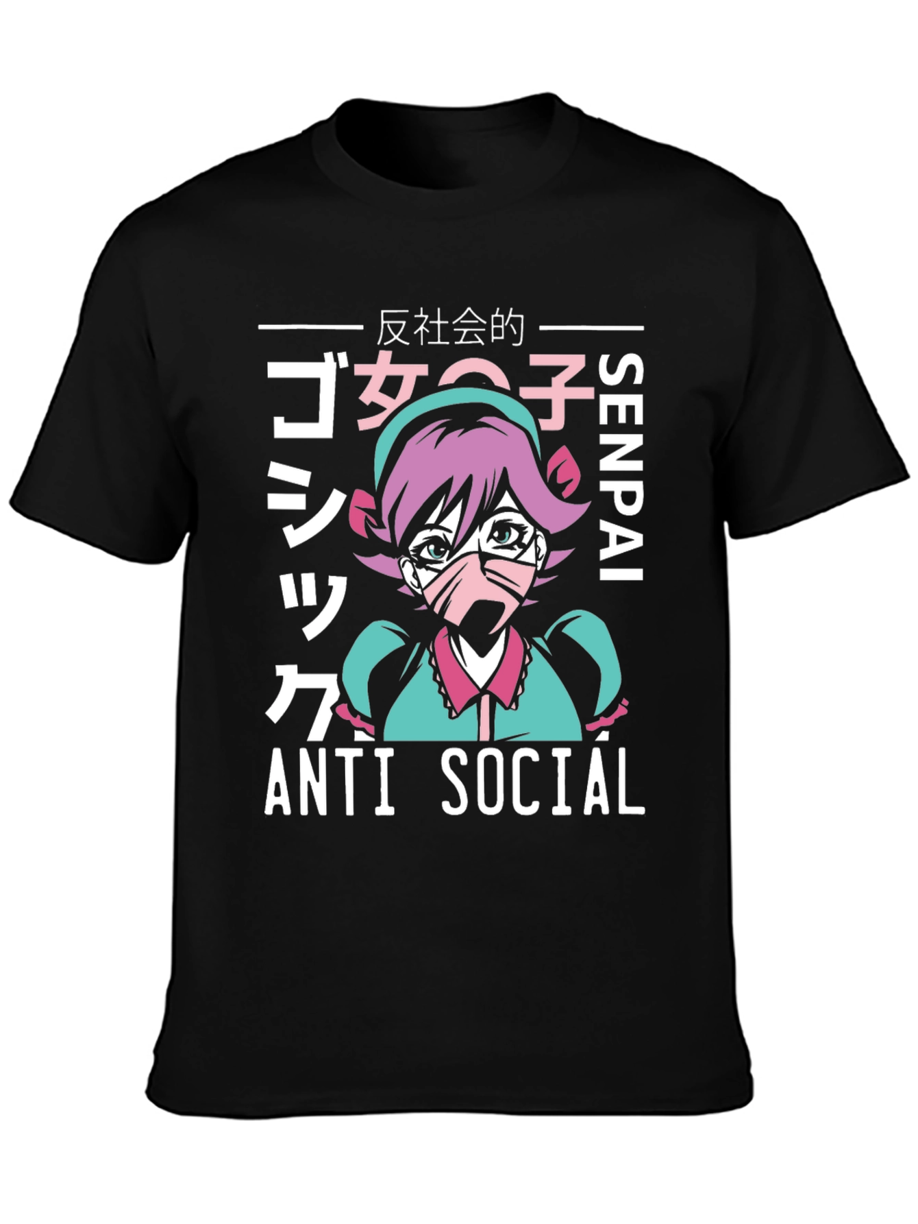 Anti Social Anime Girl Graphic T-Shirt