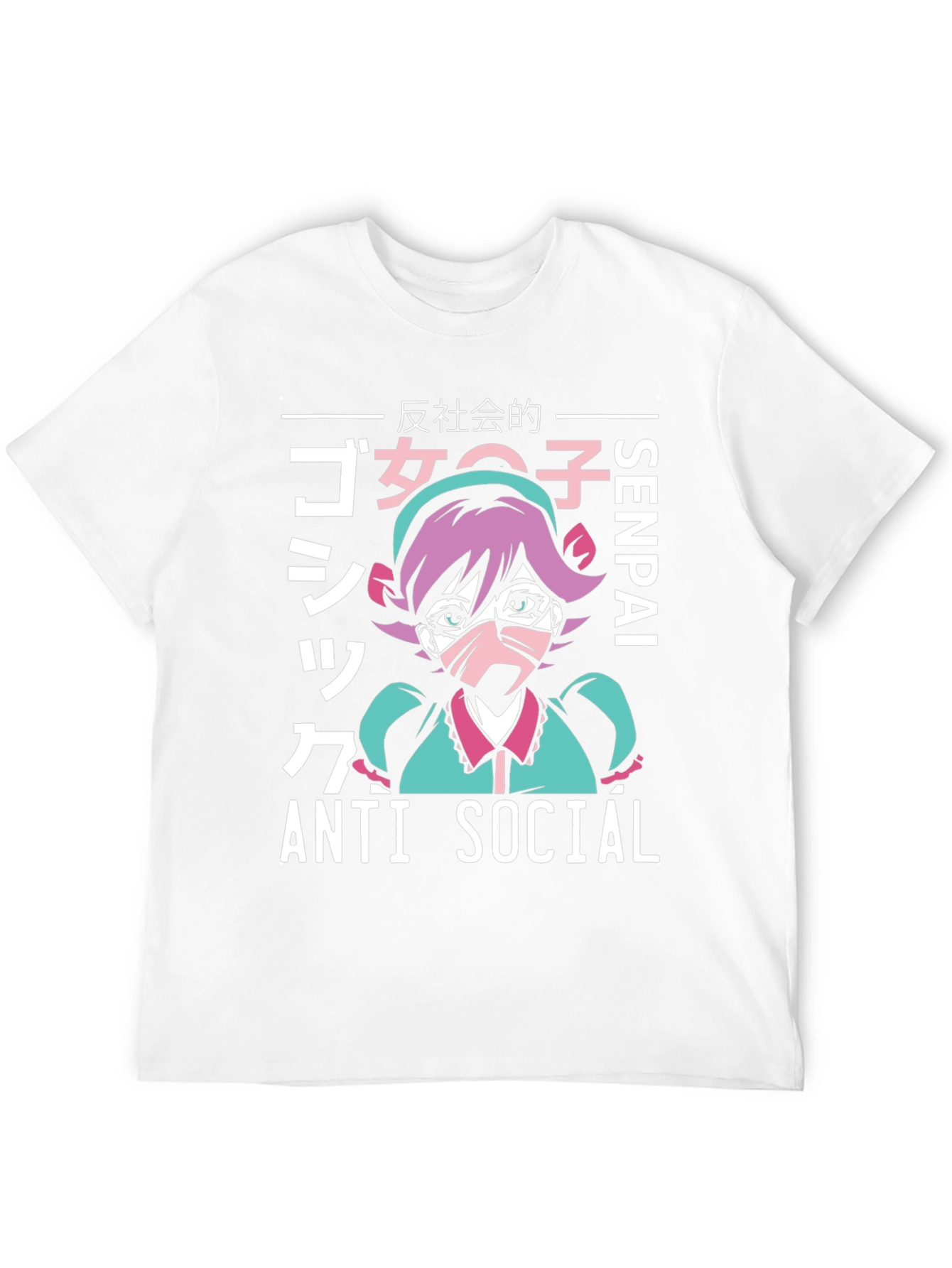 Anti Social Anime Girl Graphic T-Shirt