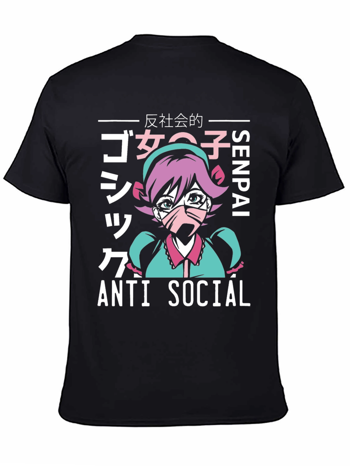Anti Social Anime Girl Graphic T-Shirt