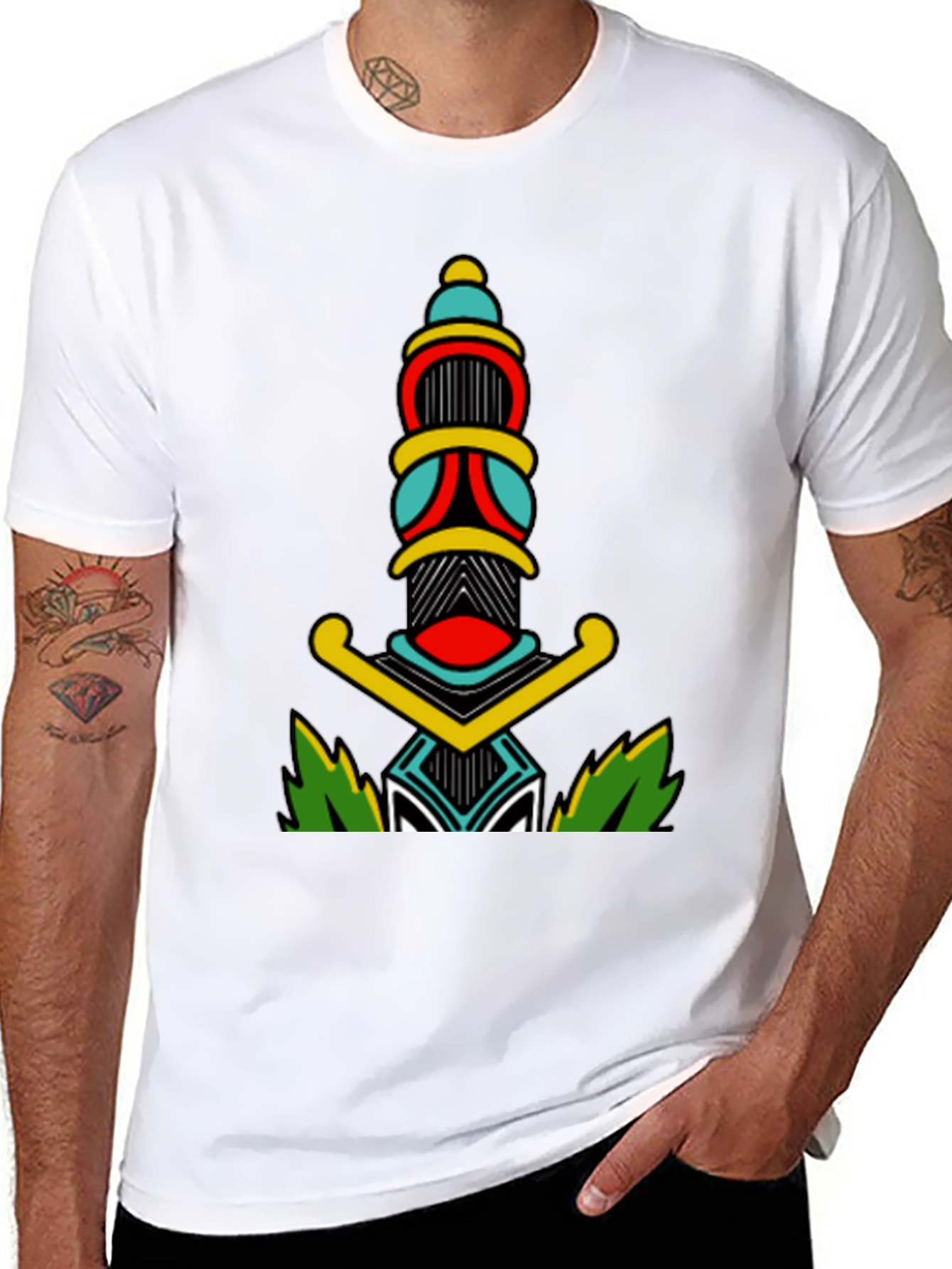 Black T-Shirt with Dagger Graphic