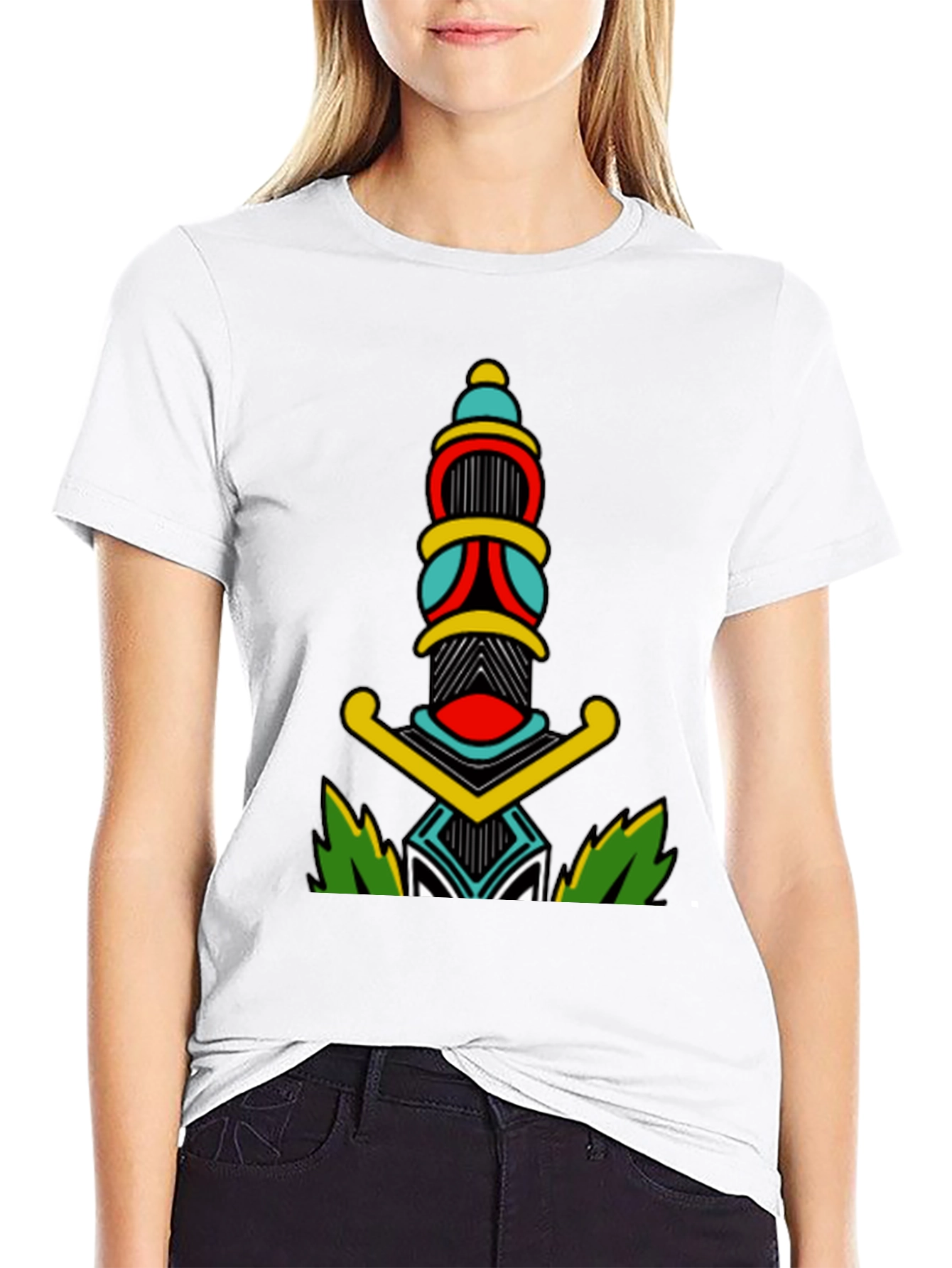 Black T-Shirt with Dagger Graphic