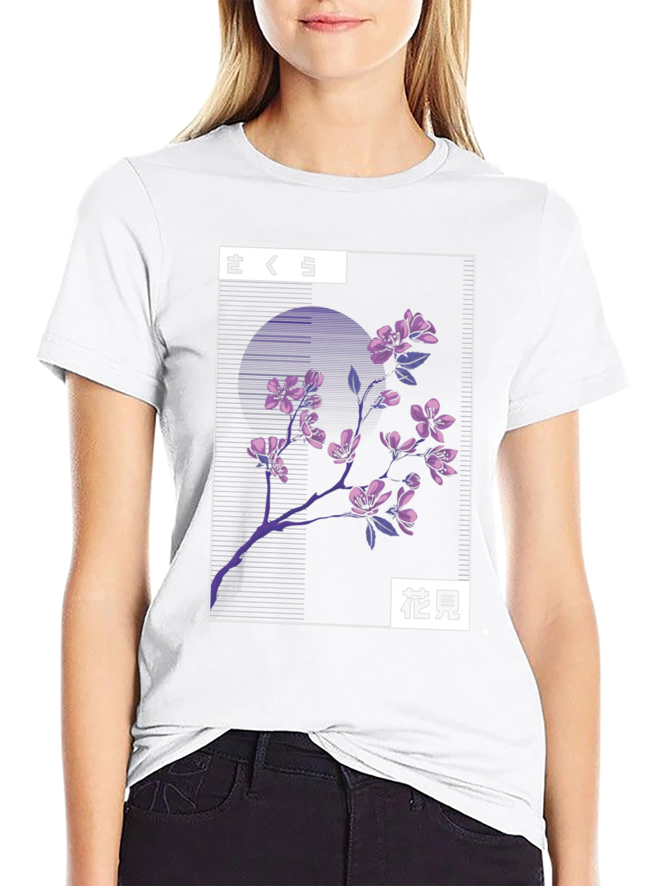 Sakura Blossom Black T-Shirt - Japanese Floral Design