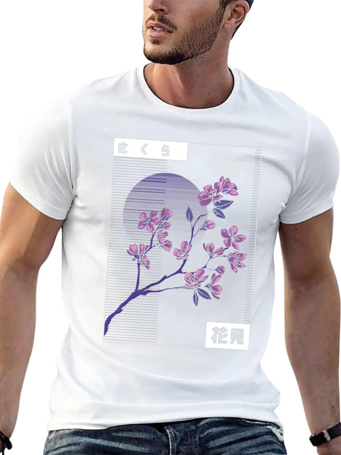 Sakura Blossom Black T-Shirt - Japanese Floral Design