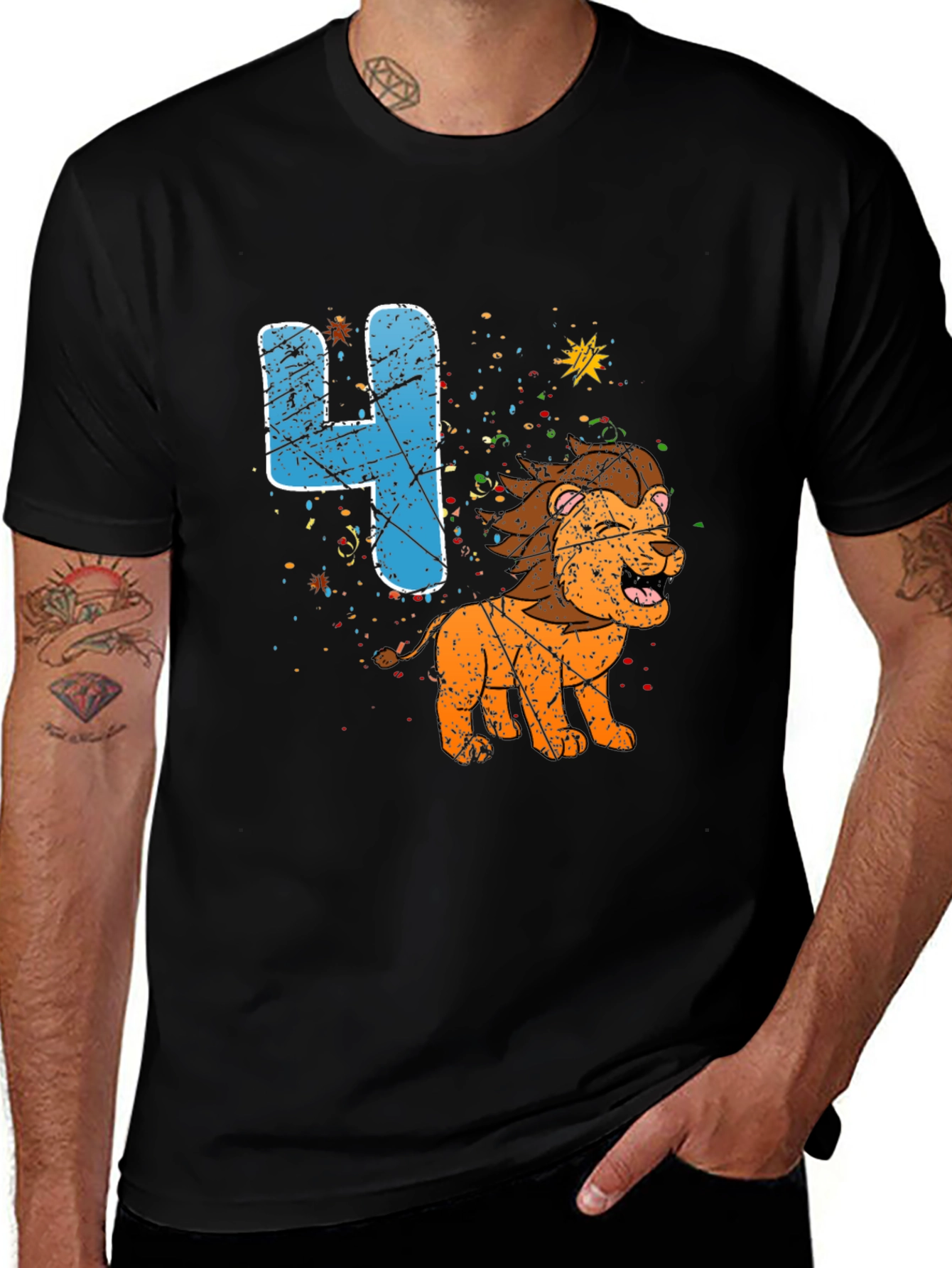 Kids 4th Birthday Lion T-Shirt