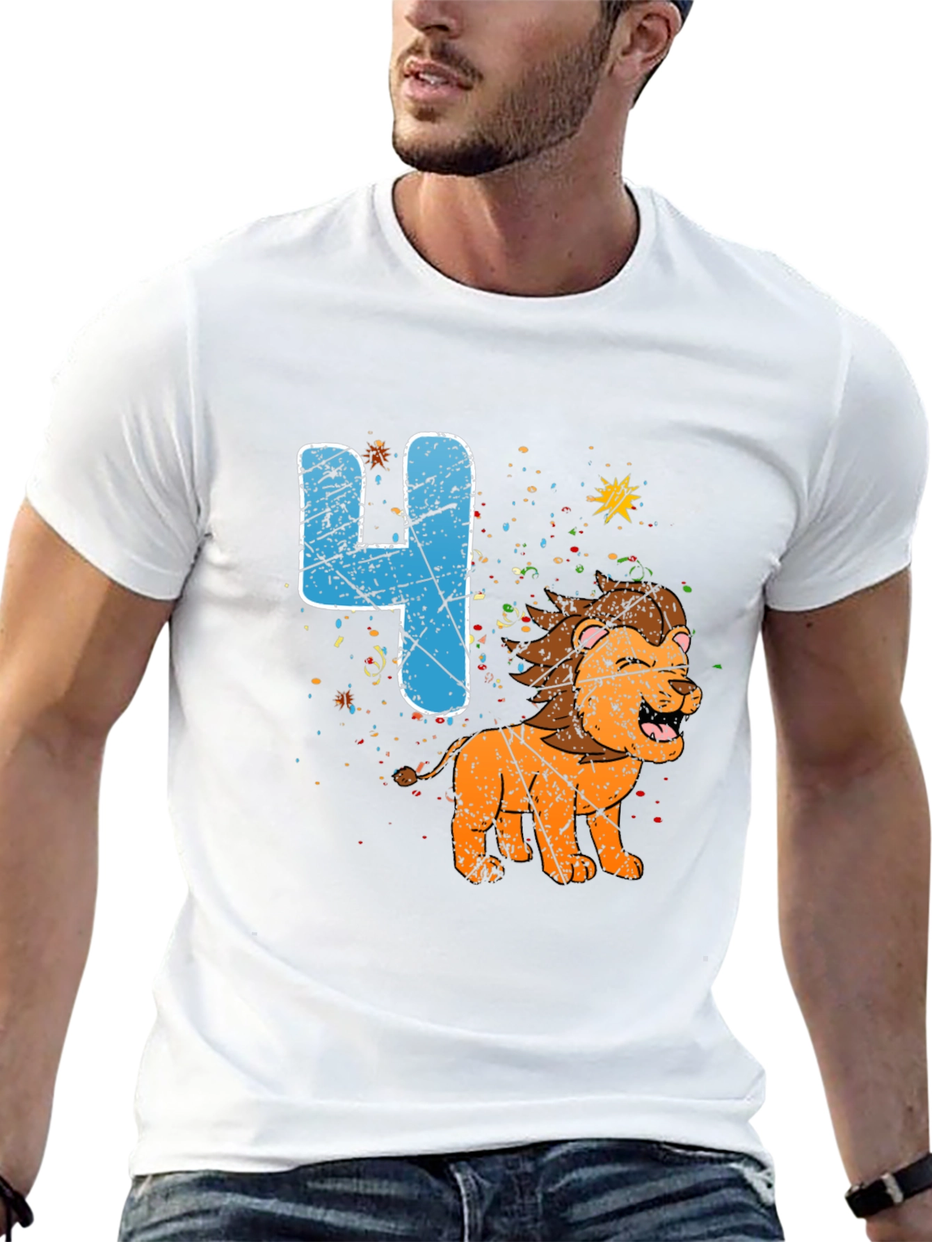 Kids 4th Birthday Lion T-Shirt
