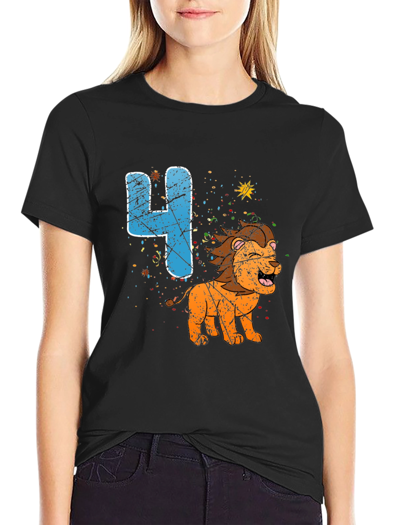 Kids 4th Birthday Lion T-Shirt
