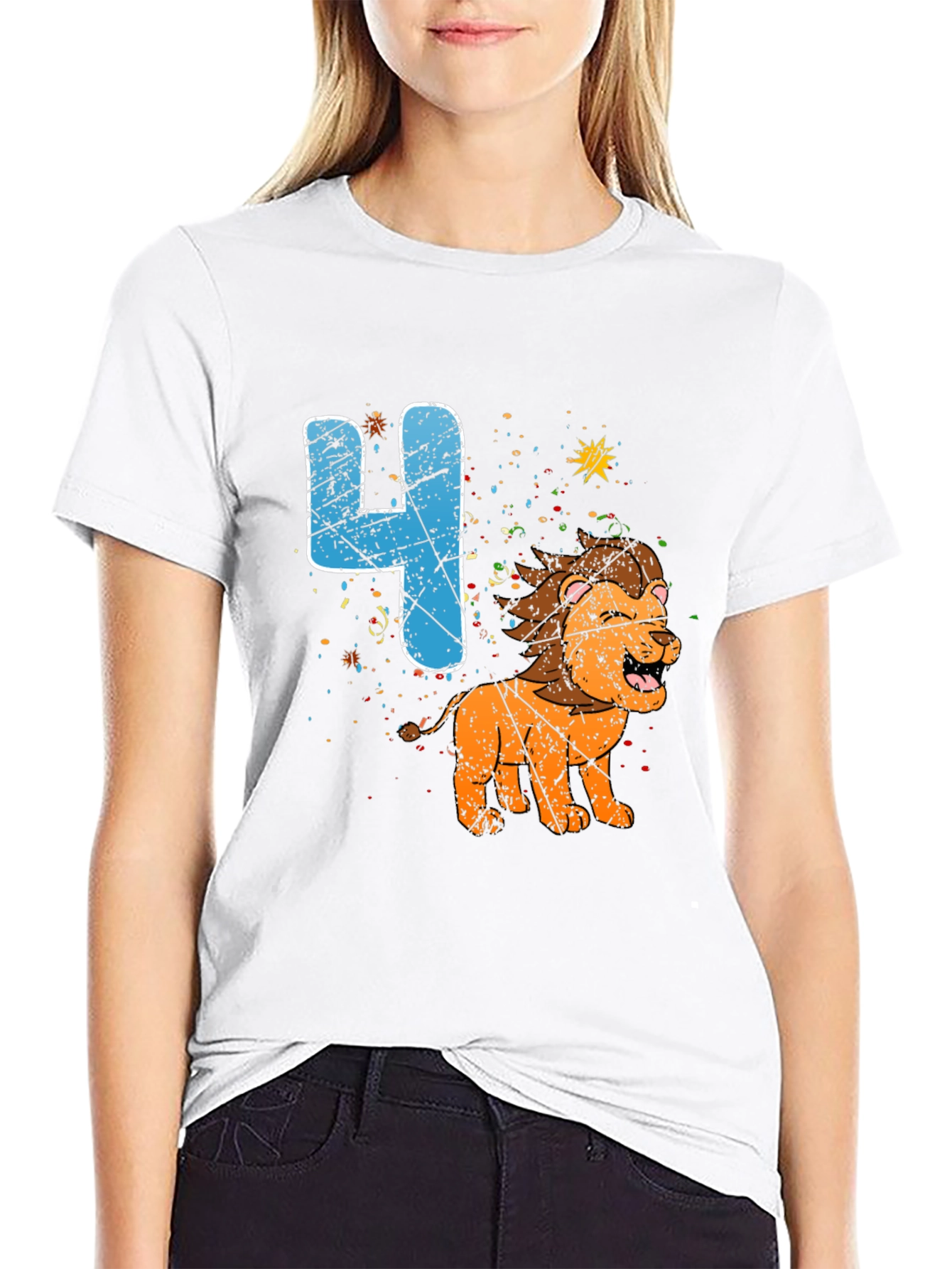Kids 4th Birthday Lion T-Shirt