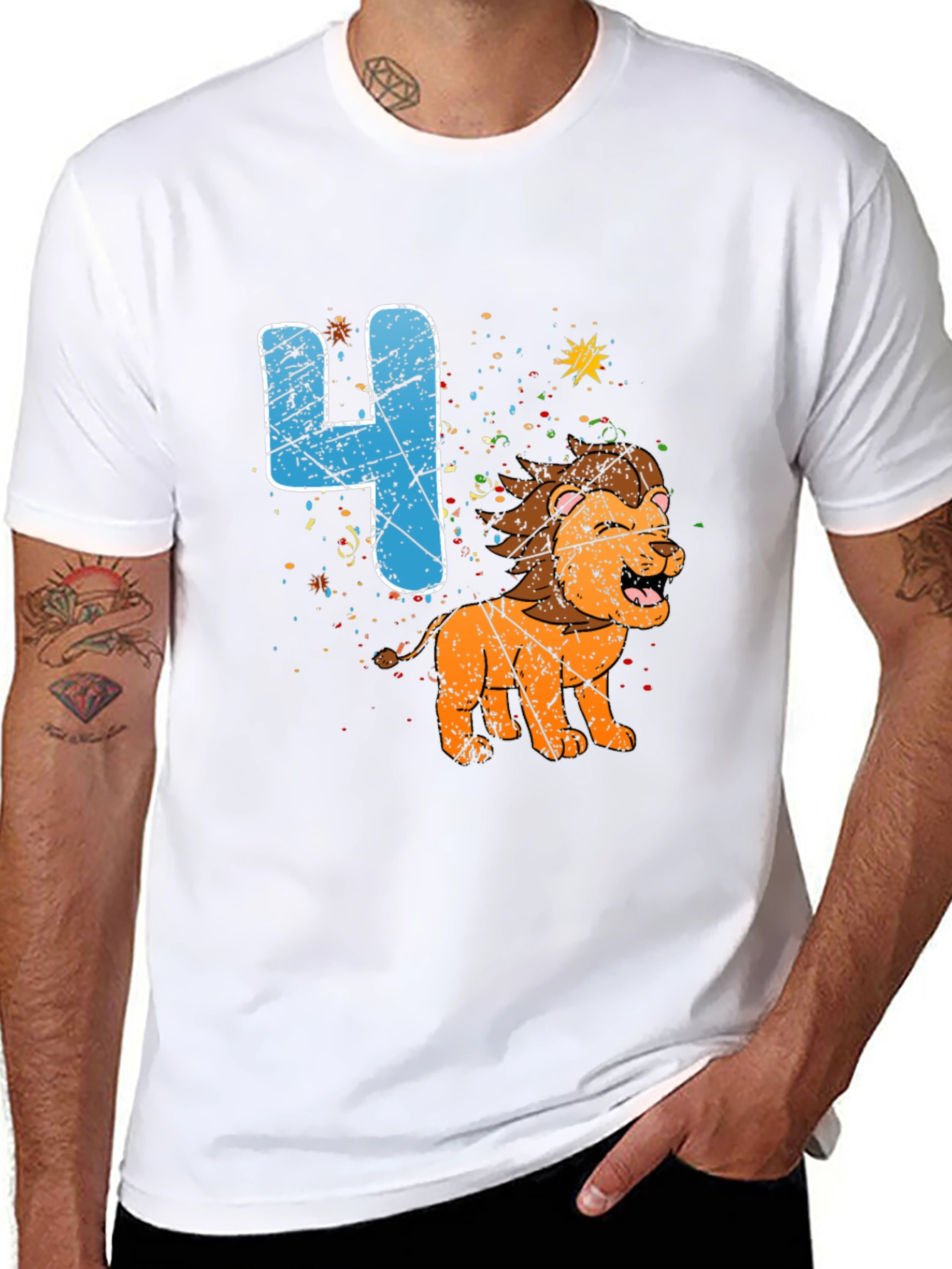 Kids 4th Birthday Lion T-Shirt