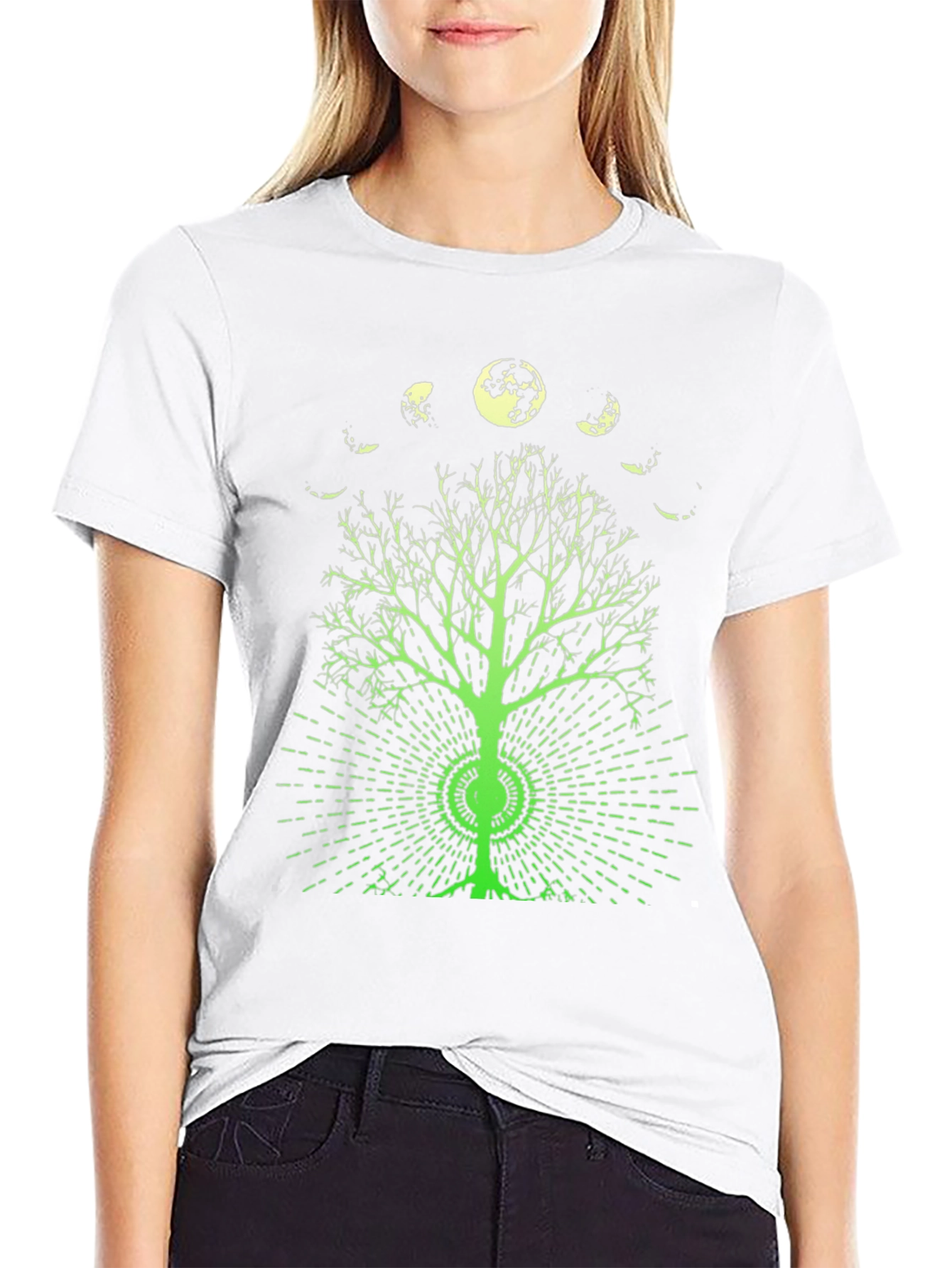 Moon Phase Tree Graphic Tee - Black
