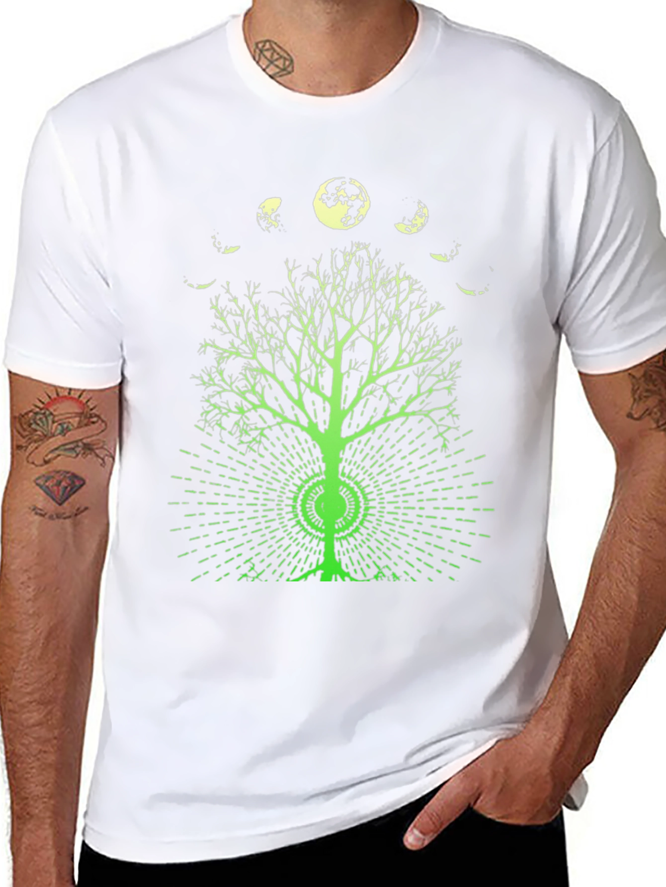 Moon Phase Tree Graphic Tee - Black