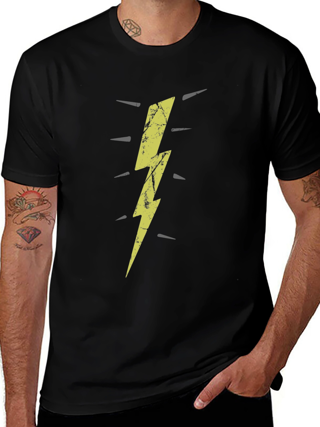 Lightning Bolt Graphic Tee - Black
