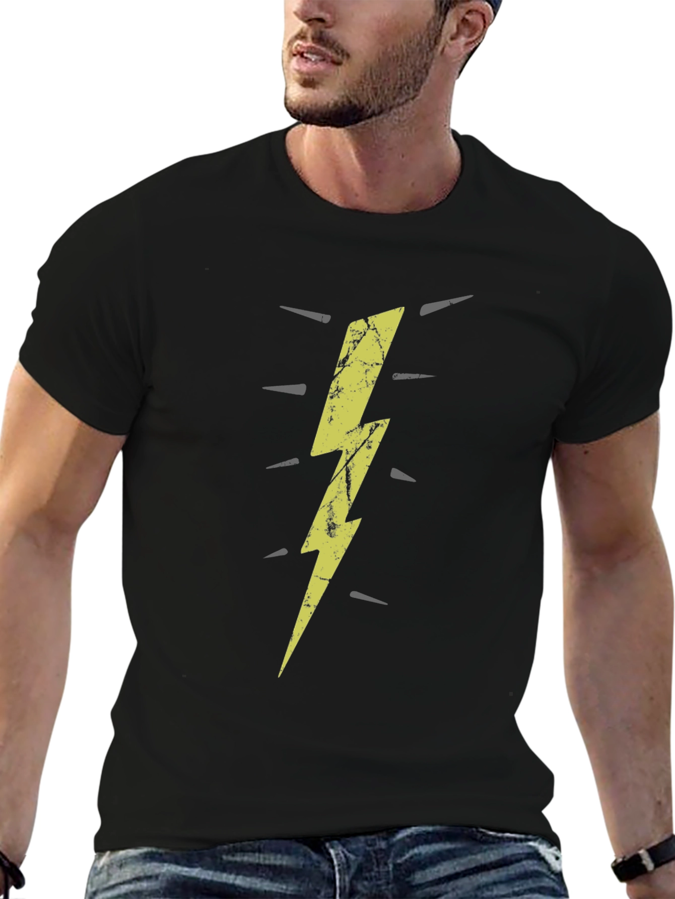 Lightning Bolt Graphic Tee - Black