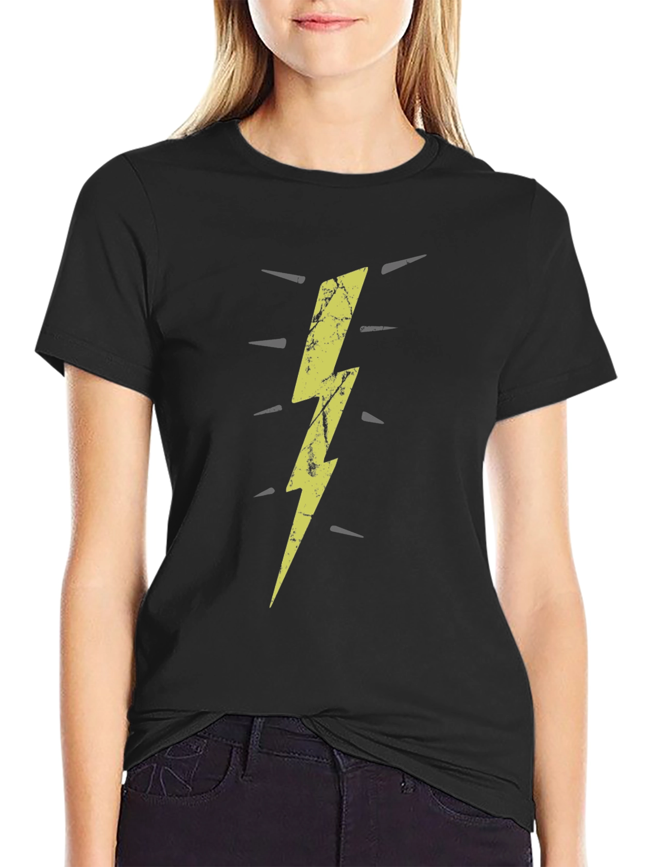 Lightning Bolt Graphic Tee - Black