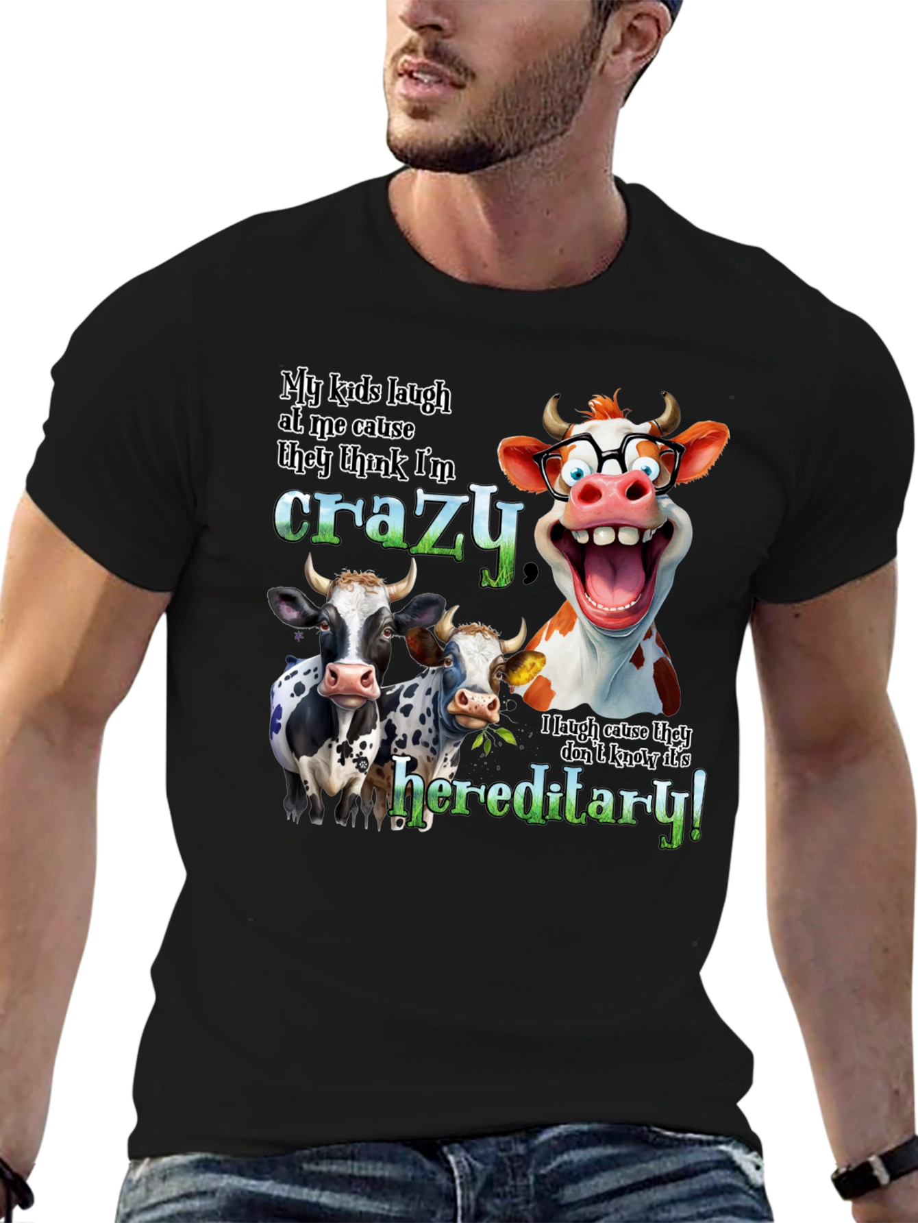 Crazy Cow Hereditary Humor T-Shirt