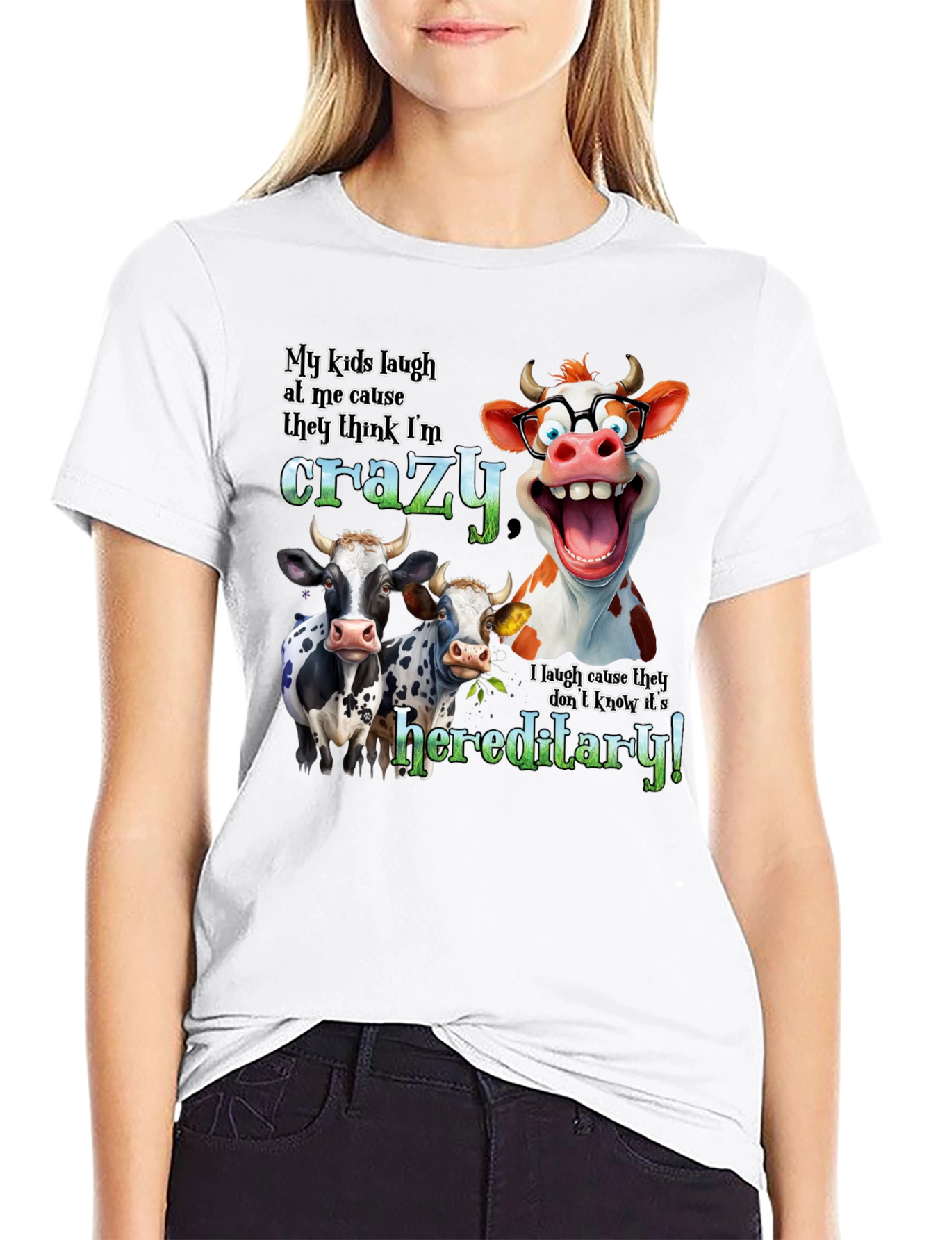 Crazy Cow Hereditary Humor T-Shirt