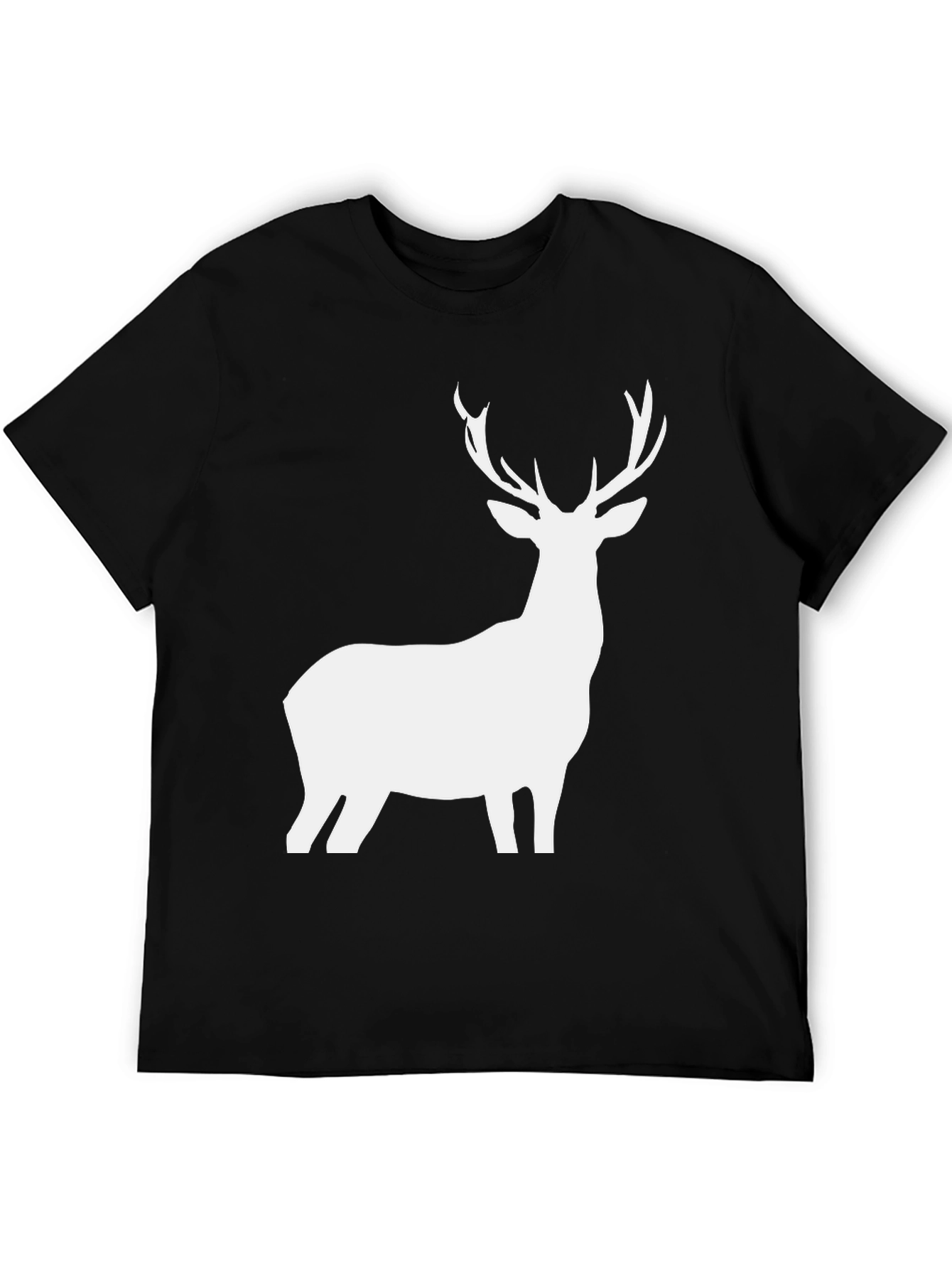Deer Graphic Tee - Black Cotton Blend Casual Wear