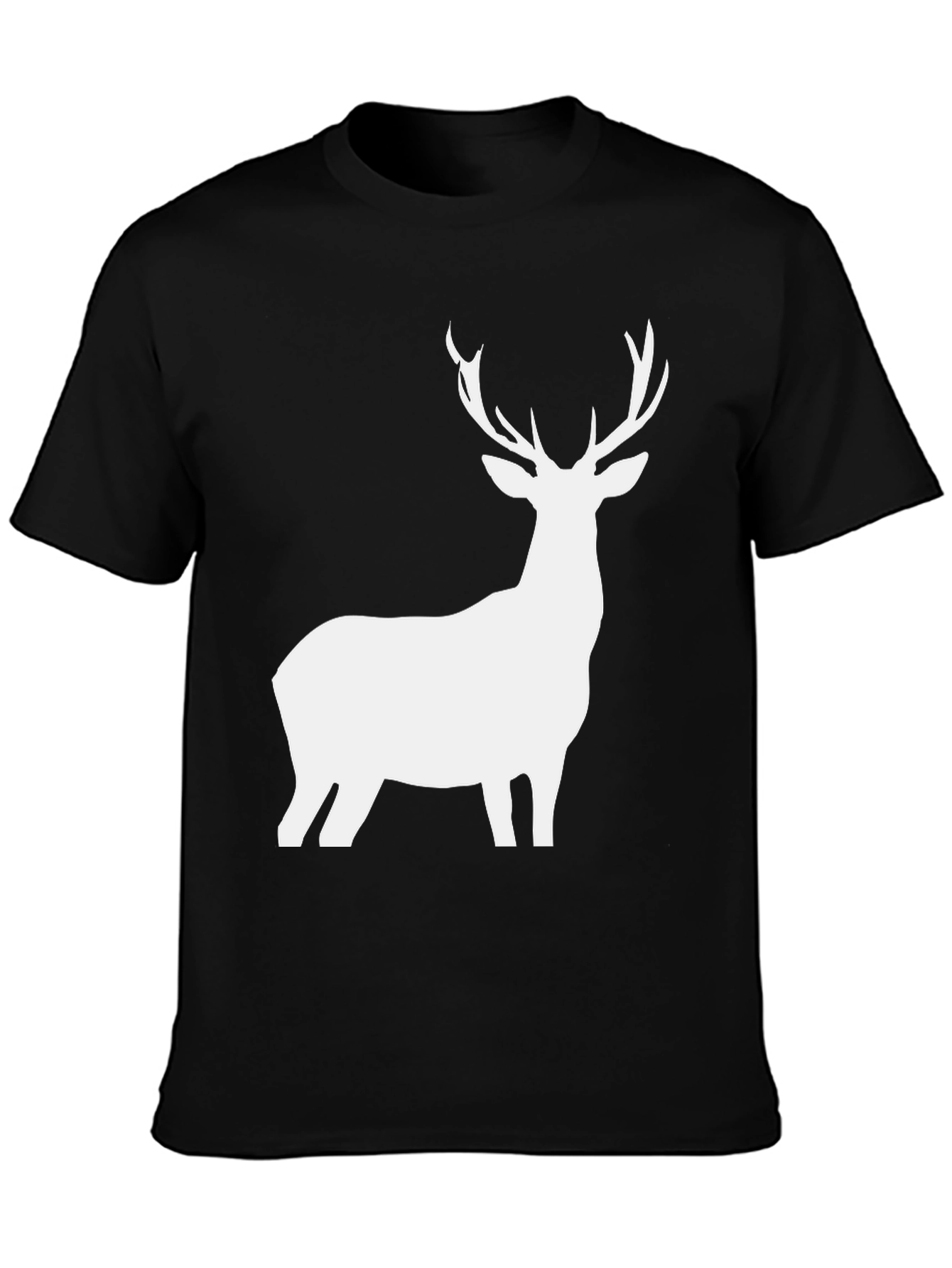 Deer Graphic Tee - Black Cotton Blend Casual Wear