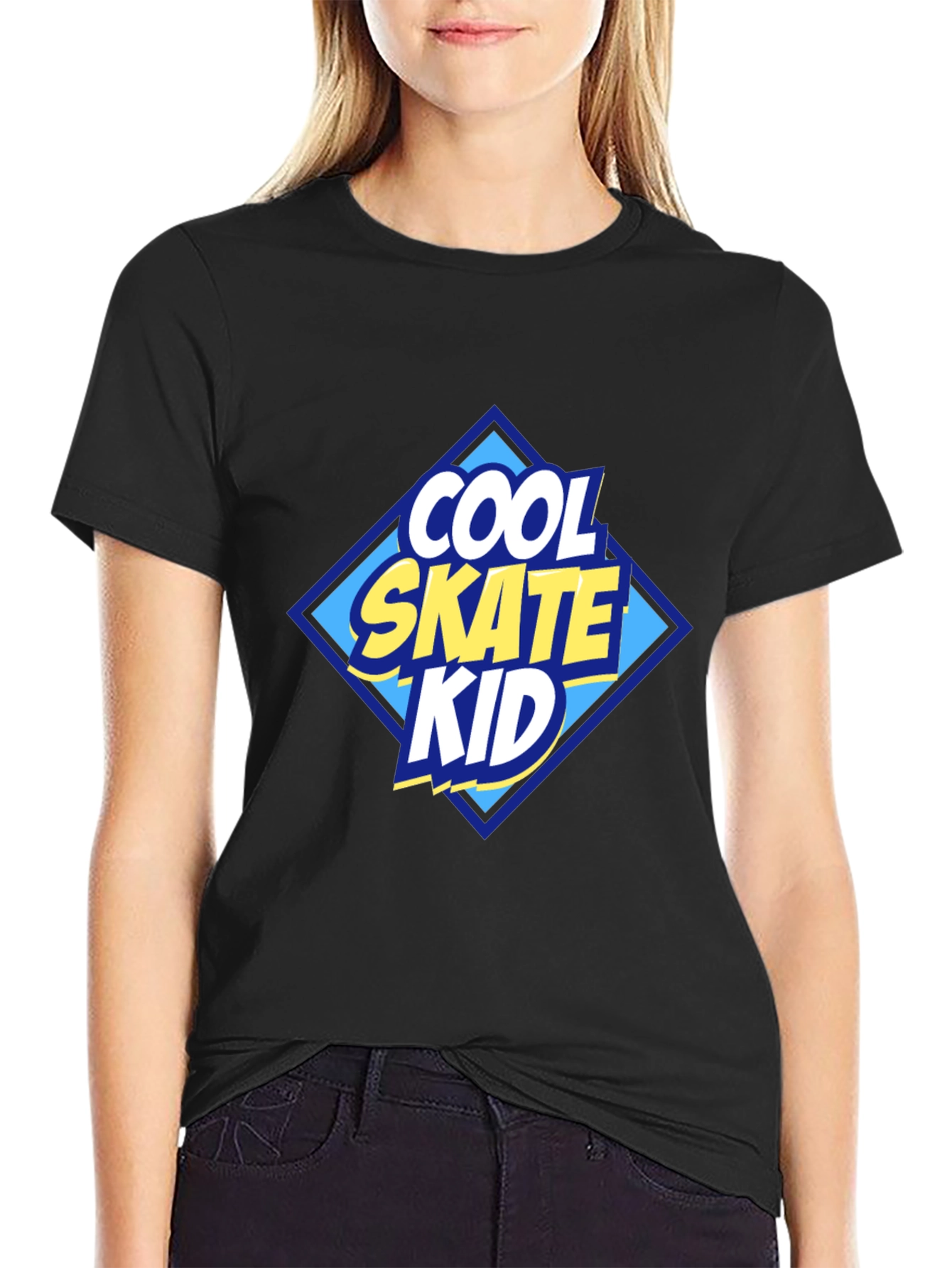 Cool Skate Kid Graphic T-Shirt - Black