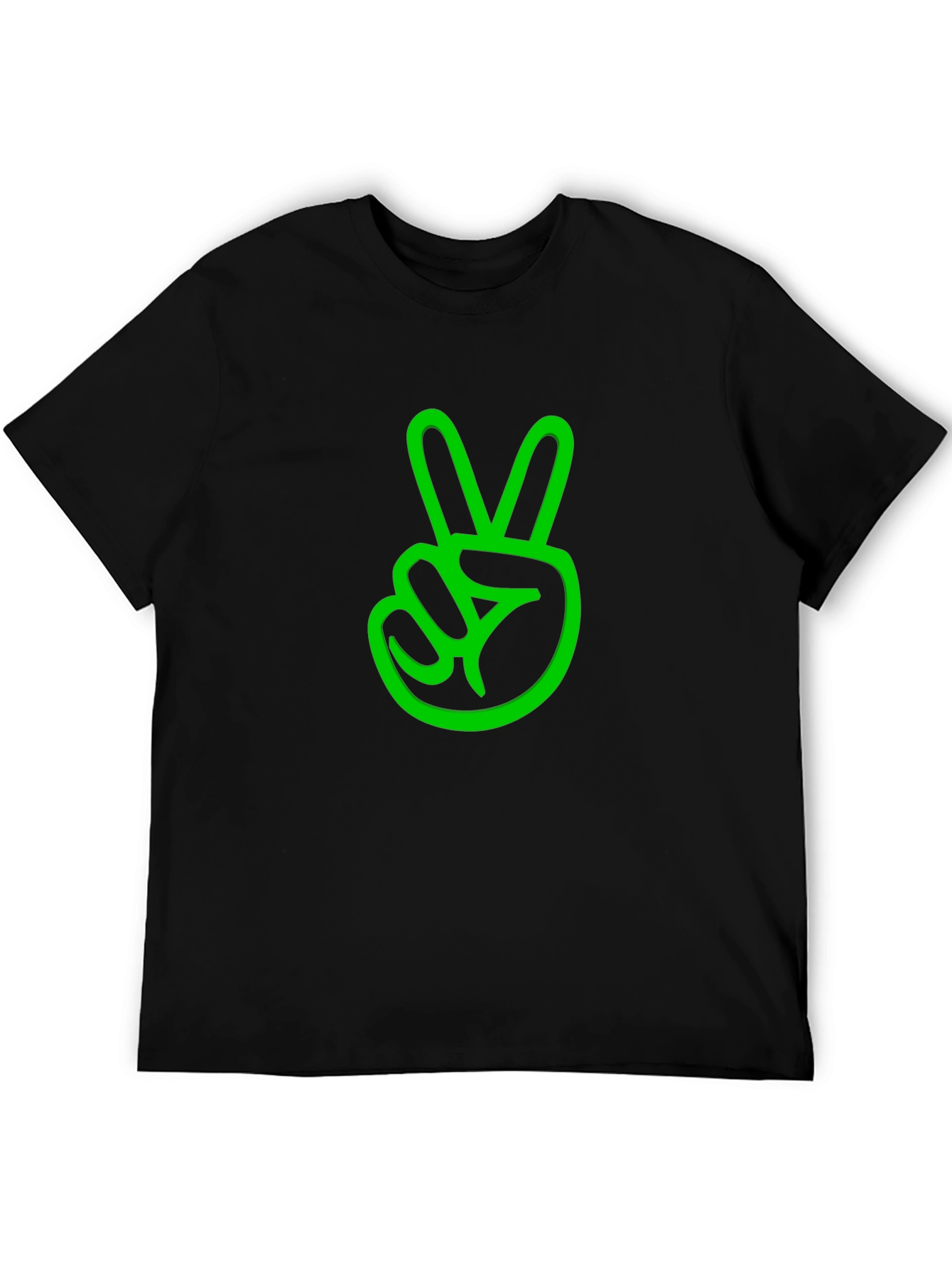 Peace Sign Graphic Tee - Black Cotton Casual