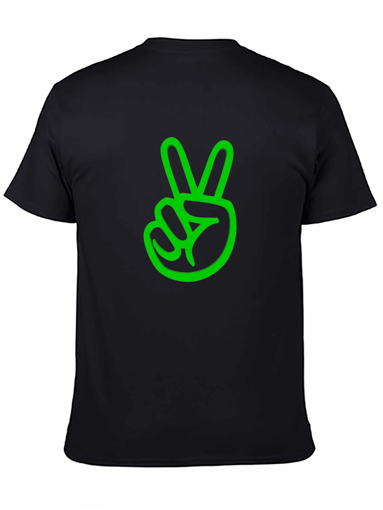 Peace Sign Graphic Tee - Black Cotton Casual