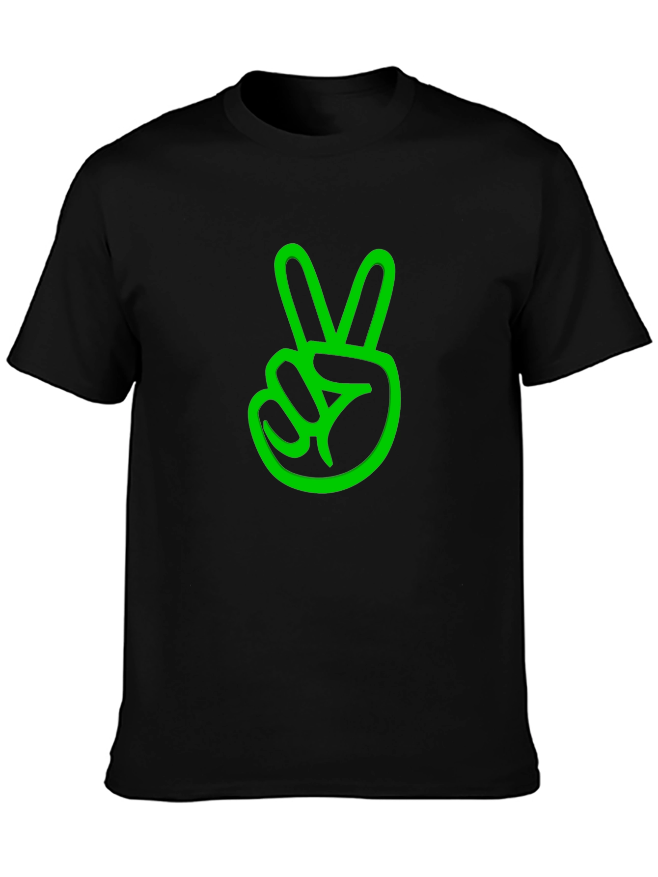 Peace Sign Graphic Tee - Black Cotton Casual