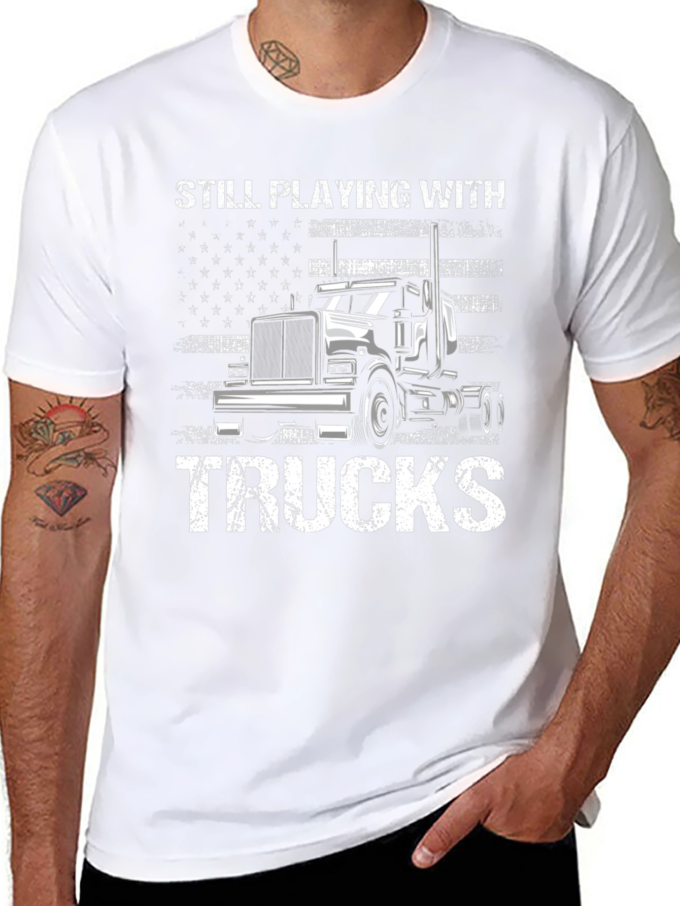 Still Playing with Trucks Mens Graphic Tee