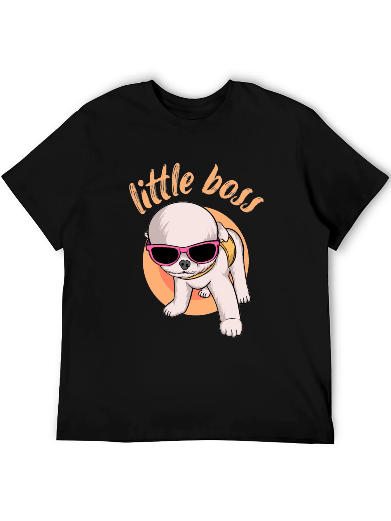 Little Boss Dog Graphic Tee - Black Cotton T-Shirt