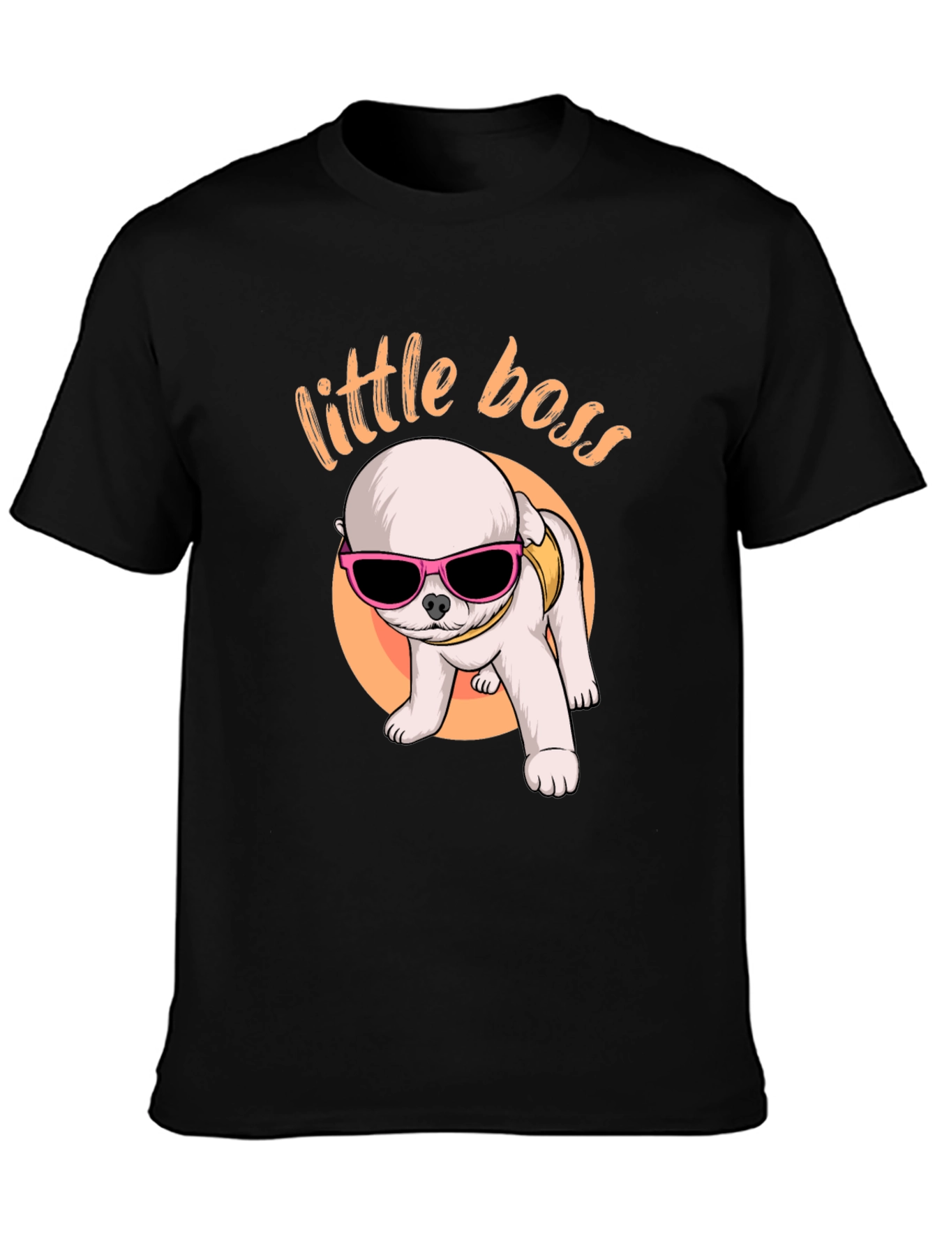 Little Boss Dog Graphic Tee - Black Cotton T-Shirt