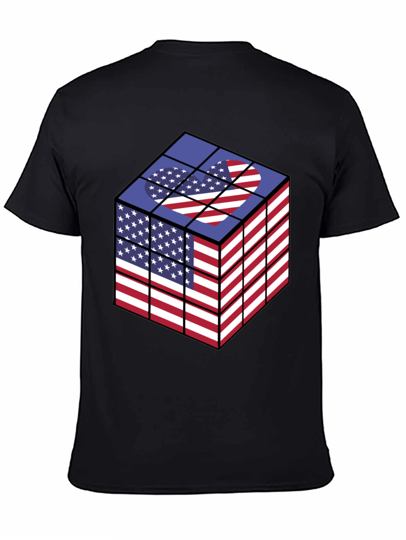 USA Flag Rubiks Cube Graphic T-Shirt