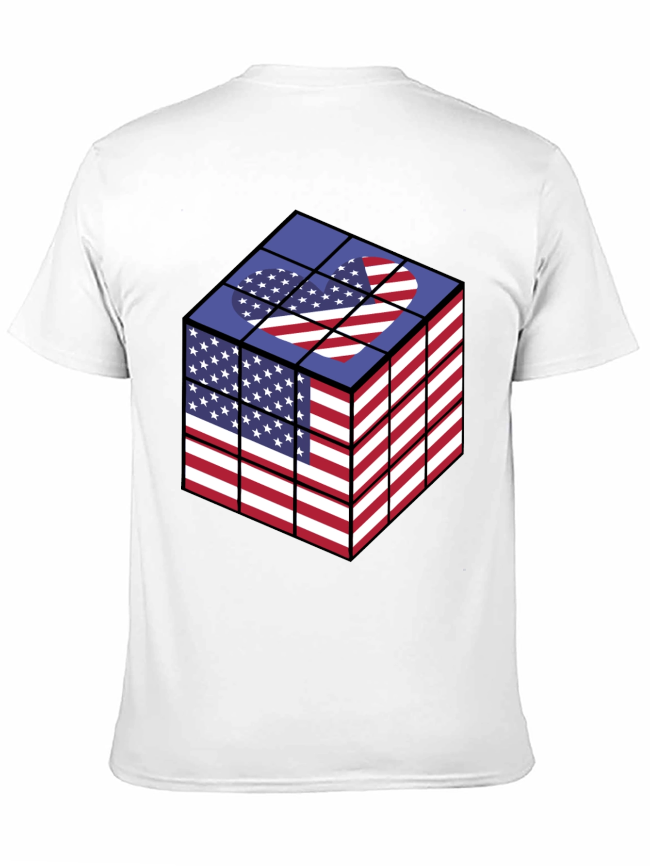 USA Flag Rubiks Cube Graphic T-Shirt