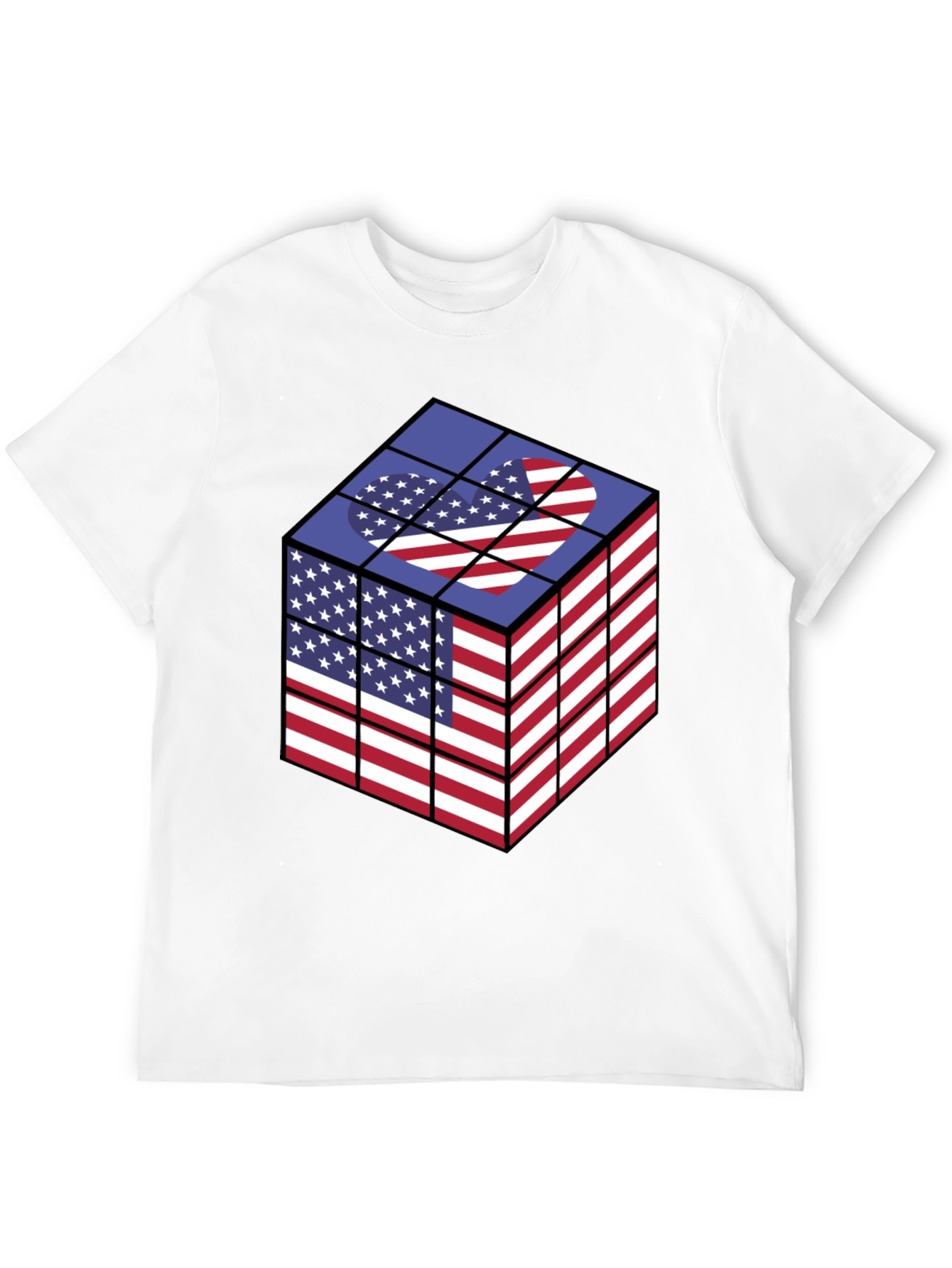 USA Flag Rubiks Cube Graphic T-Shirt