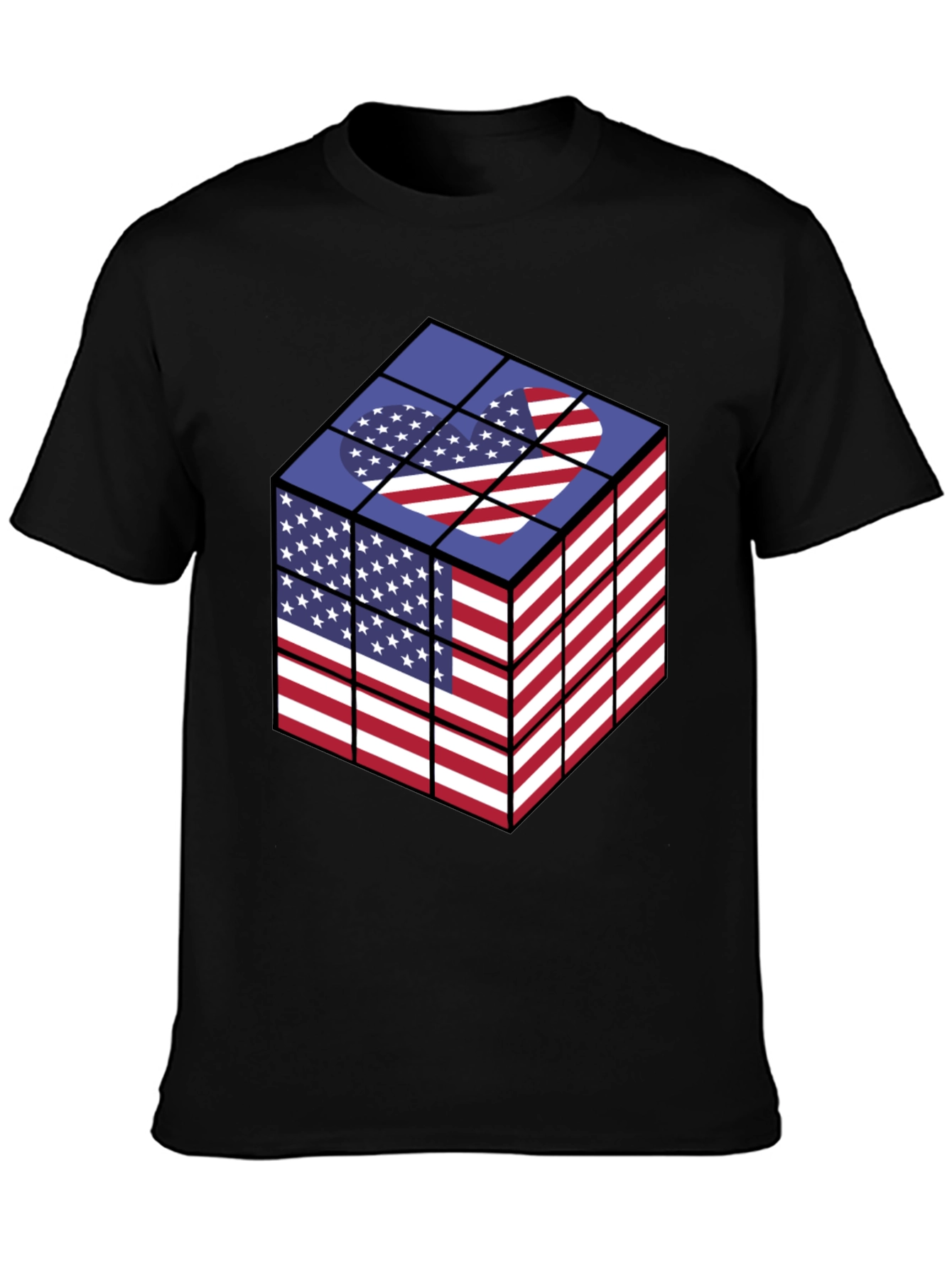 USA Flag Rubiks Cube Graphic T-Shirt