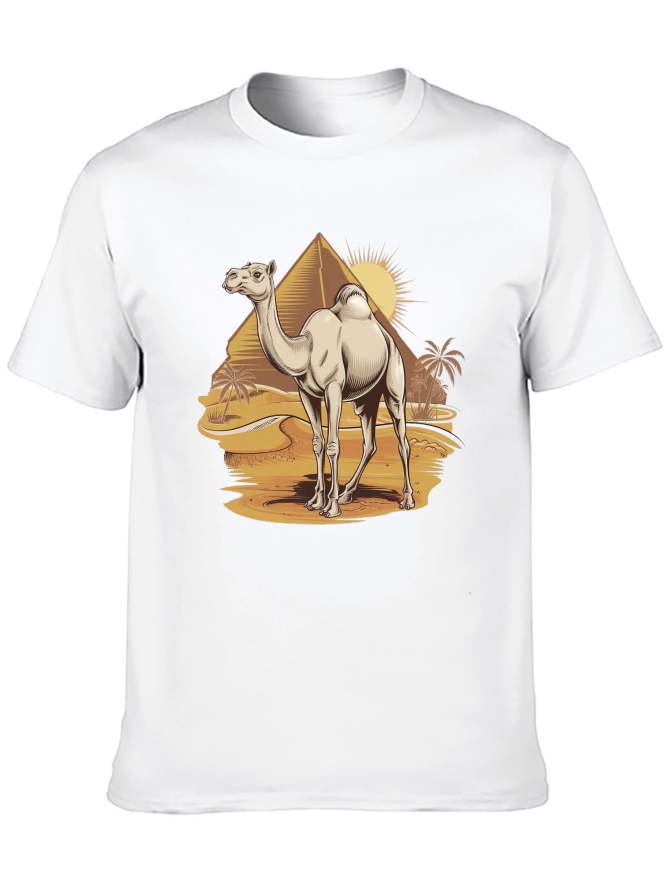 Camel Desert Scene Black T-Shirt