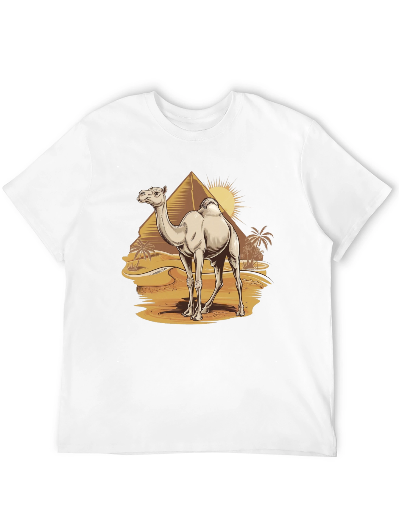 Camel Desert Scene Black T-Shirt