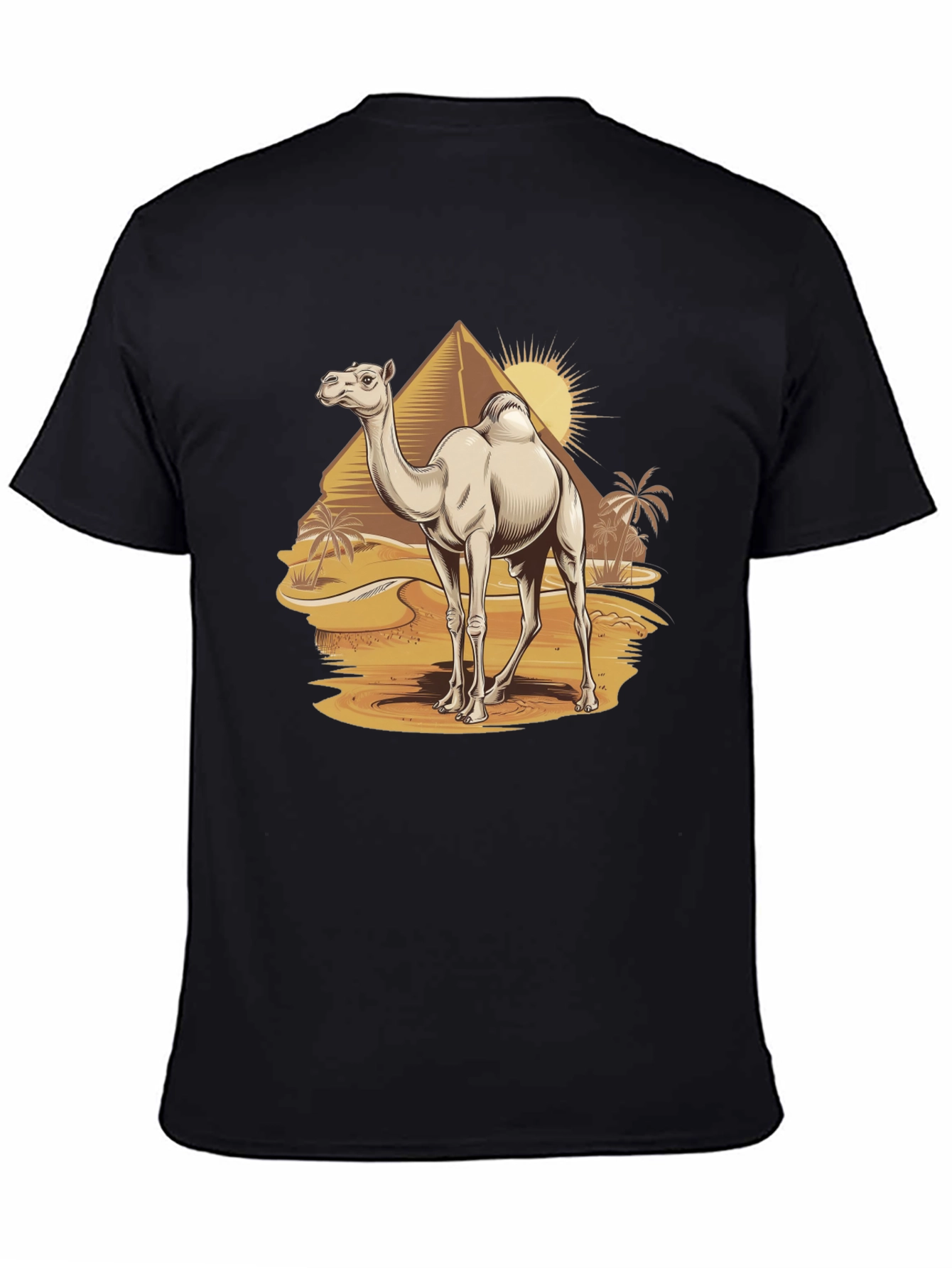 Camel Desert Scene Black T-Shirt