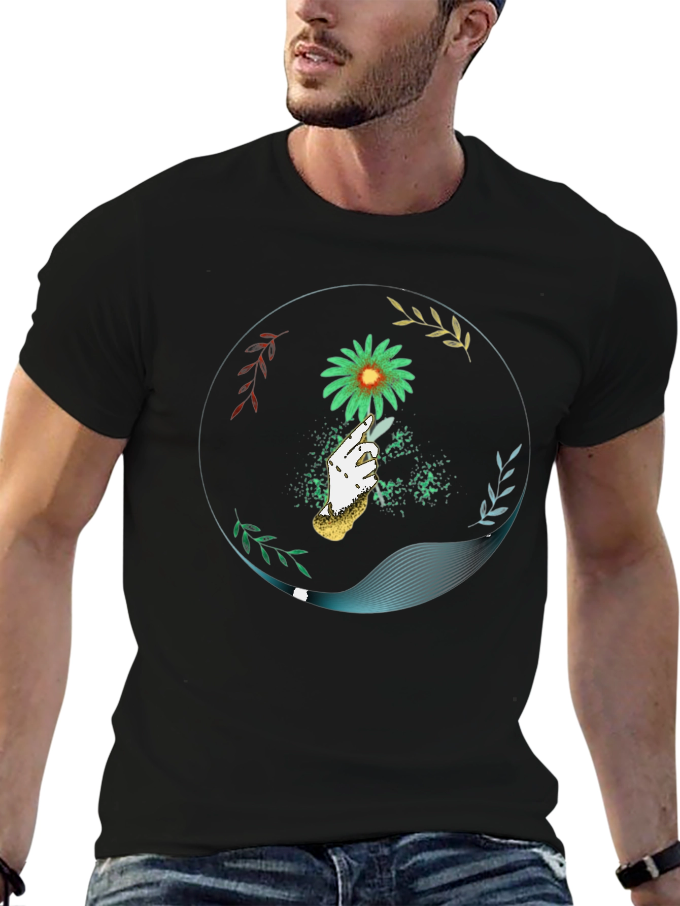 Floral Hand Graphic Tee - Unique Style