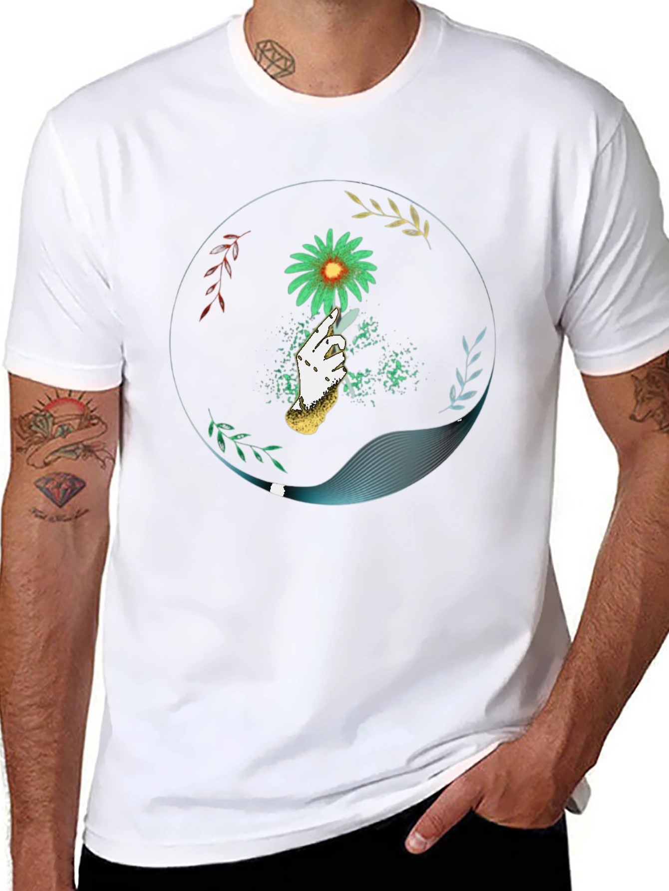 Floral Hand Graphic Tee - Unique Style