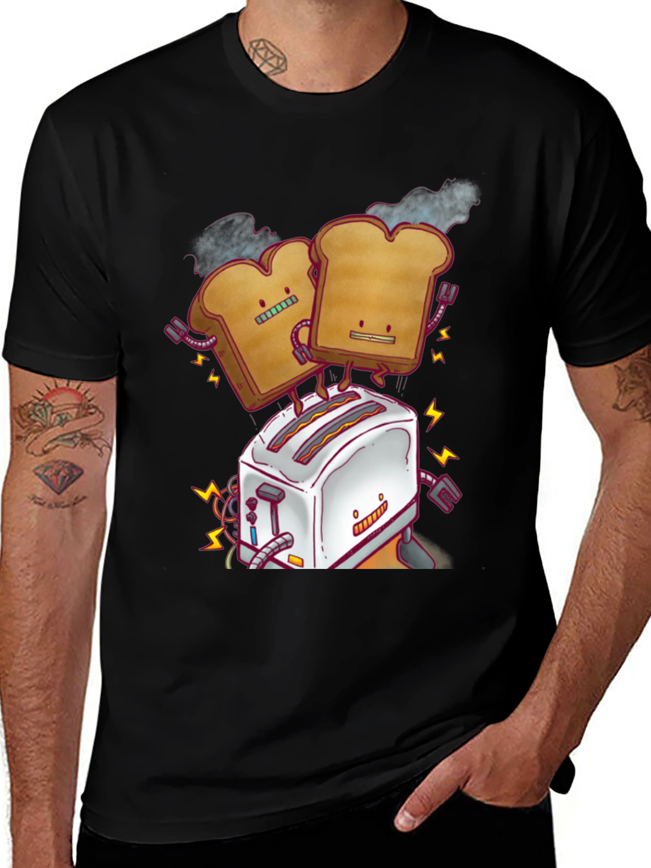 Toast Robot Graphic Tee - Black