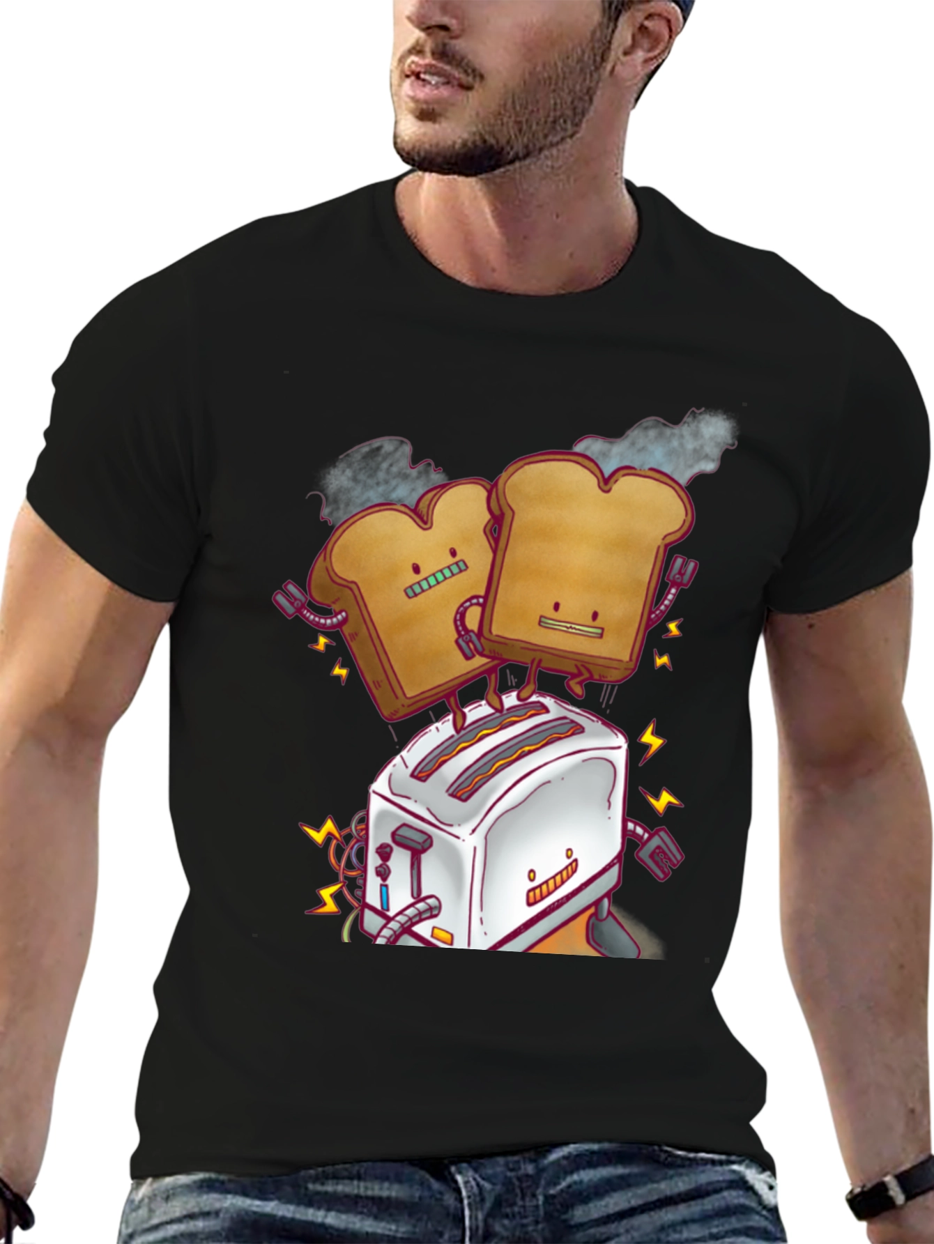 Toast Robot Graphic Tee - Black