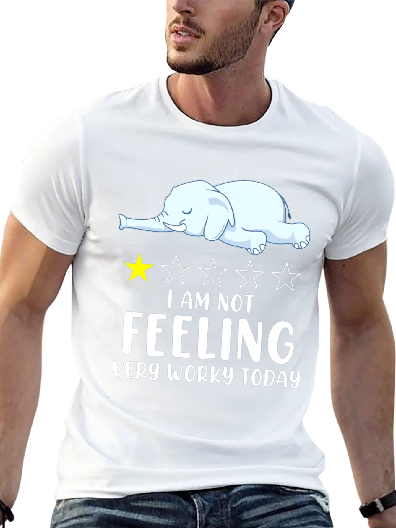 Not Feeling Worky Lazy Elephant Graphic T-Shirt