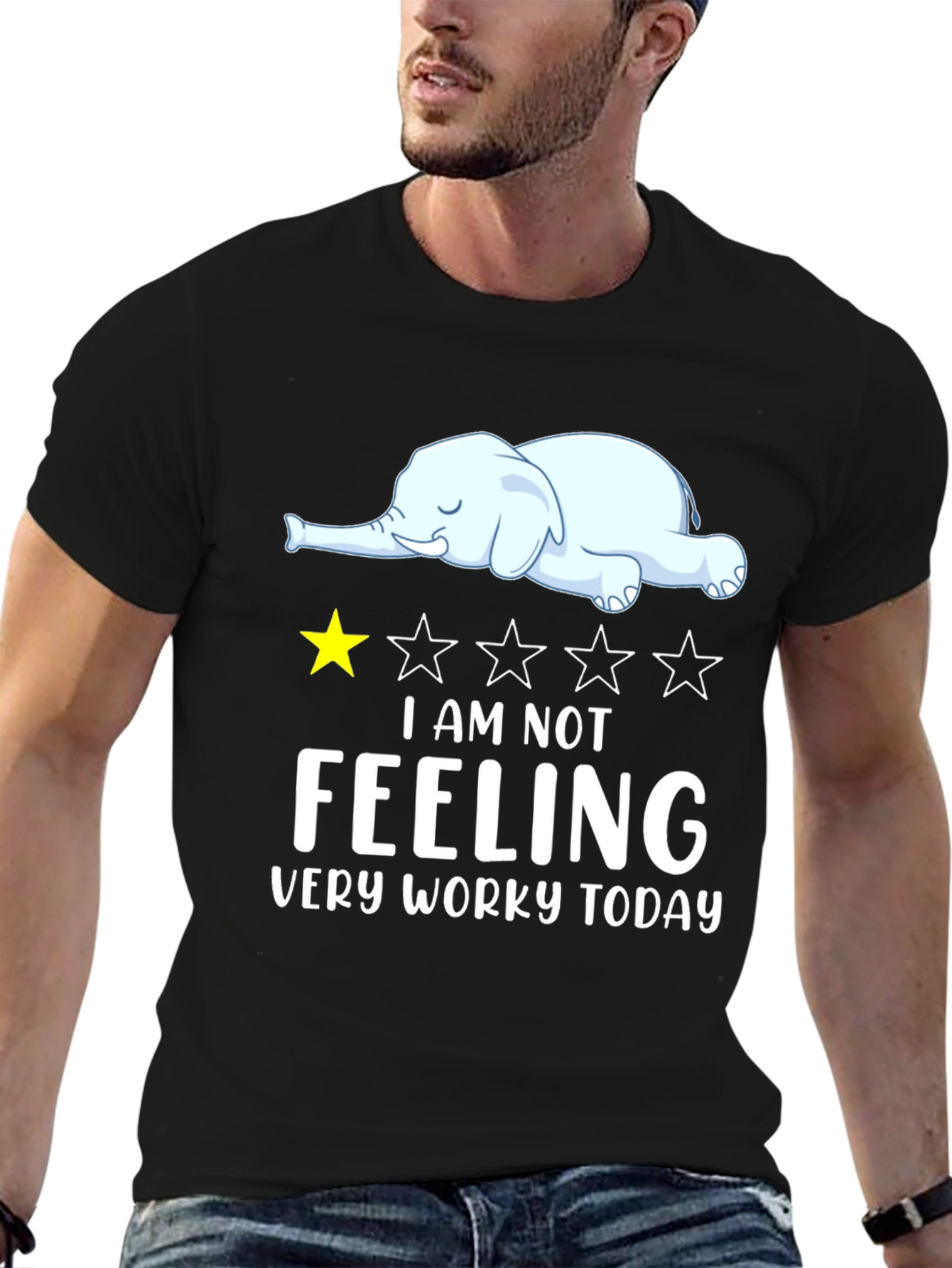 Not Feeling Worky Lazy Elephant Graphic T-Shirt